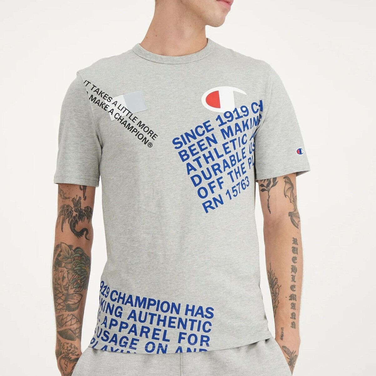 Champion Champion T-Shirt Men XL Graphic Tee Crewneck Gray Short Size XL / US 12-14 / IT 48-50 - 1 Thumbnail