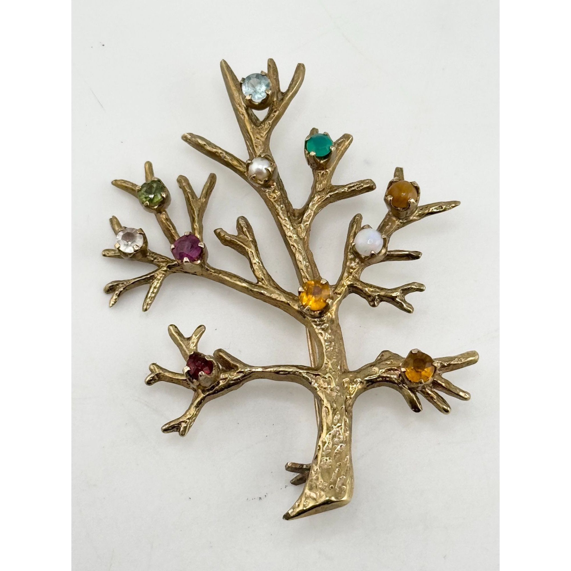 Vintage Vintage glass stone tree of life brooch pin Size ONE SIZE - 1 Thumbnail