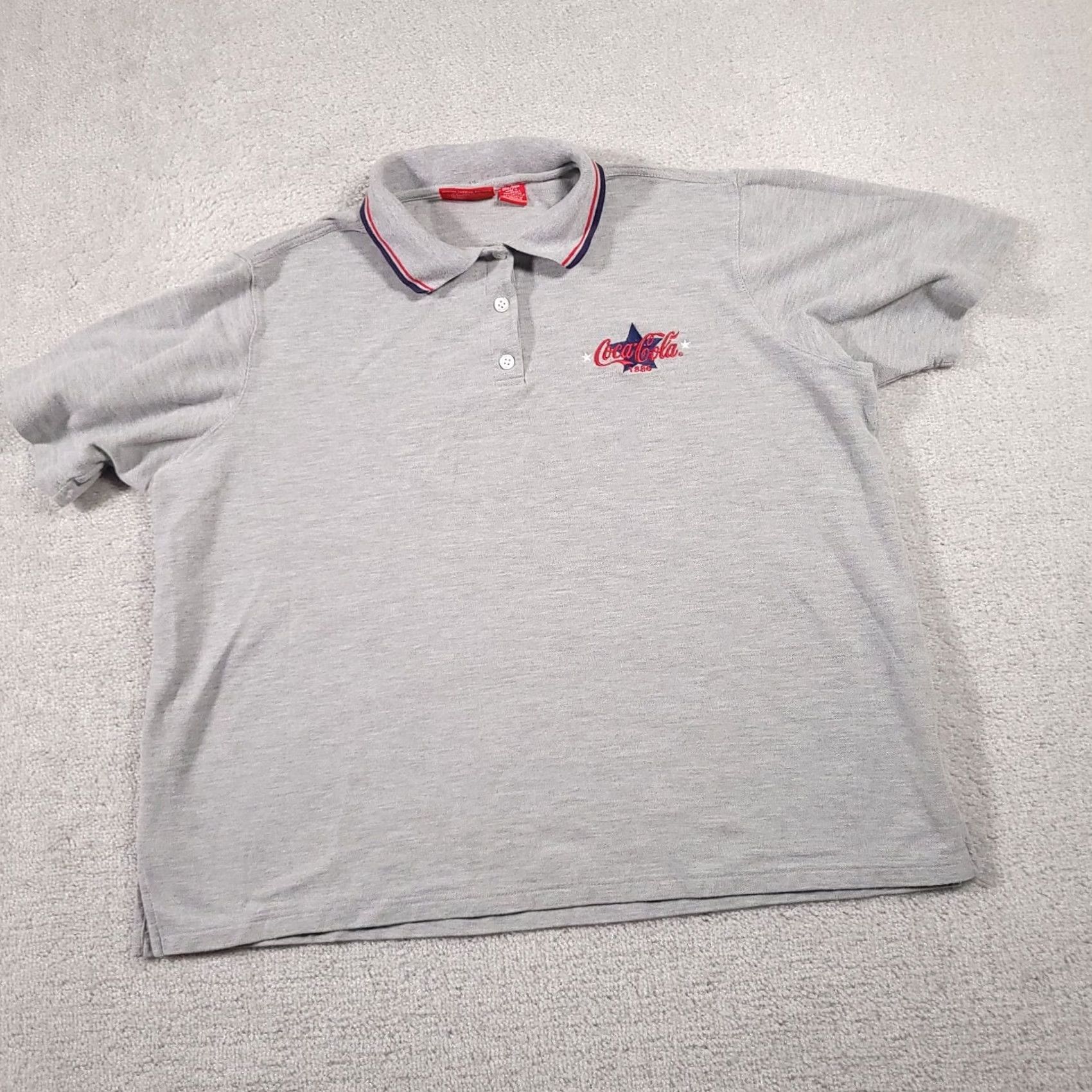 Vintage Coca-Cola Polo Shirt Women's Plus Size 26W/28W Gray Enjoy Coke Polo Shirt Women Plus Size 26W/28W Gray Embroidered Logo Size 4XL / US 24-26 - 2 Thumbnail