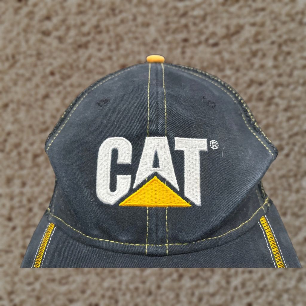 Vintage CAT Hat Cap Strap Back Adult Black Caterpillar Trucker Cotton Twill Size ONE SIZE - 1 Thumbnail