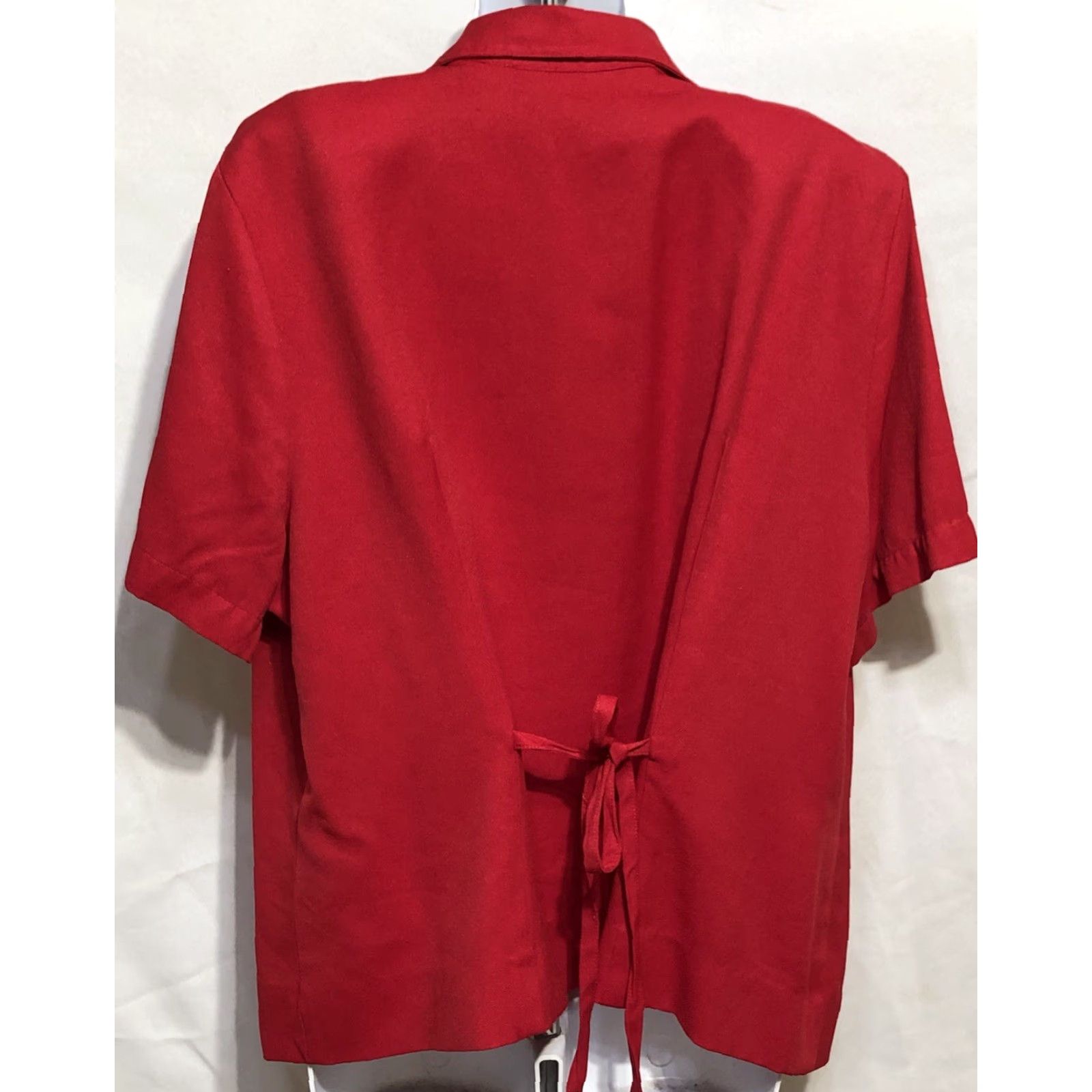 Vintage Sag Harbor Blouse Shirt 1X Red Short Sleeve Button Back Office Work Womens Size XL / US 12-14 / IT 48-50 - 4 Thumbnail