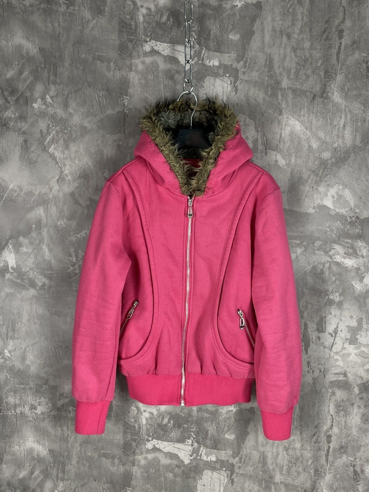 If Six Was Nine × Le Grande Bleu (L.G.B.) Pink fur hoodie is6was9 l.g.b. vibe swag y2k avant garde Size M / US 6-8 / IT 42-44 - 1 Thumbnail