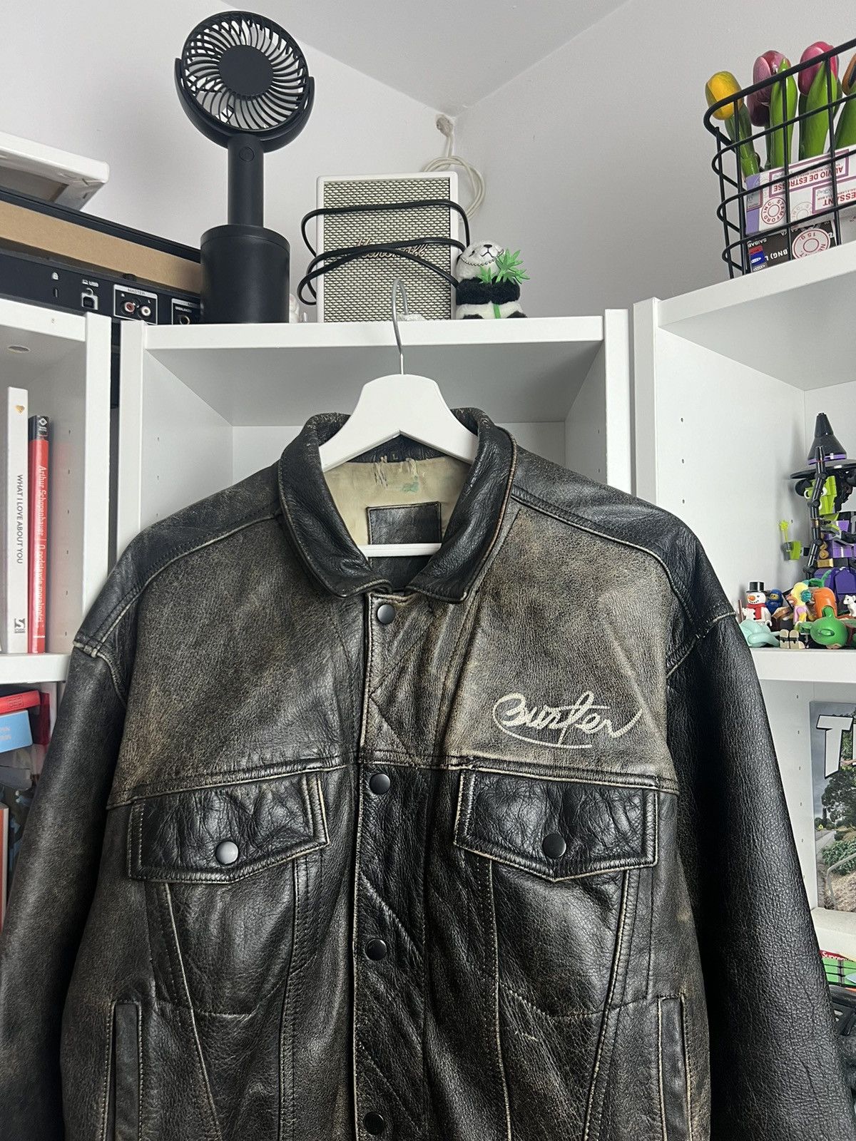 Other Vintage y2k cropped boxy avantharde leather moto biker jacket Size US L / EU 52-54 / 3 - 3 Thumbnail