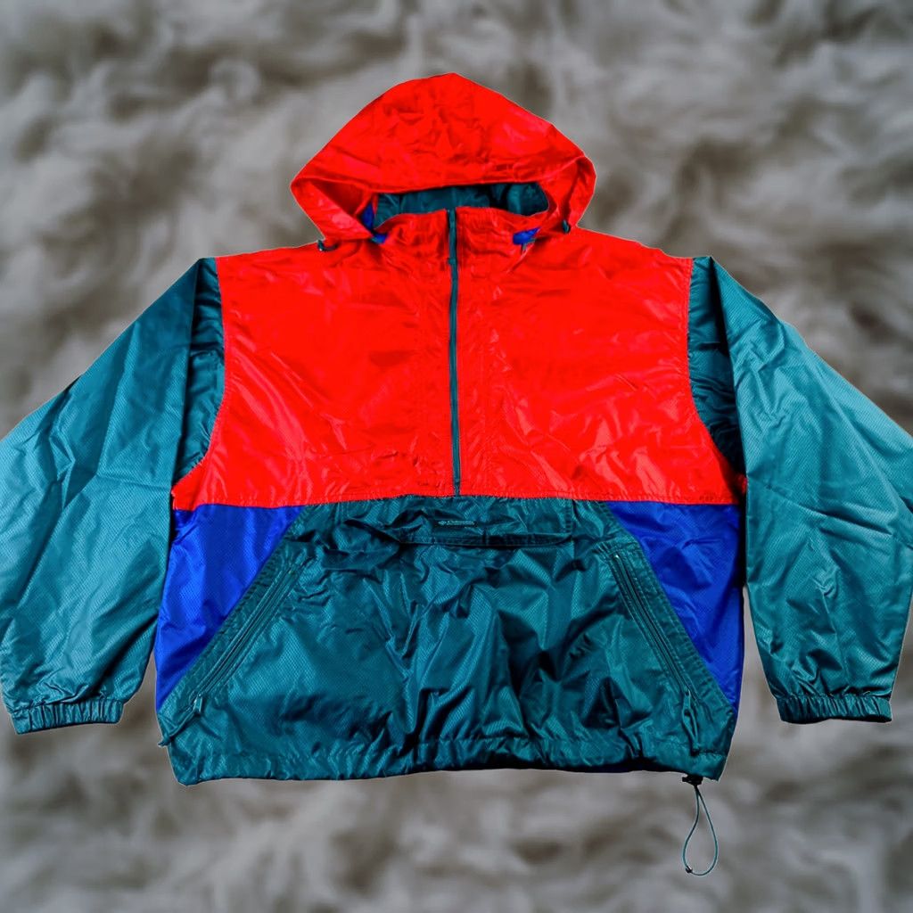 Rains VINTAGE Columbia Men's Nylon Rain Anorak Windbreaker Hooded Jacket Red L Size US L / EU 52-54 / 3 - 1 Thumbnail