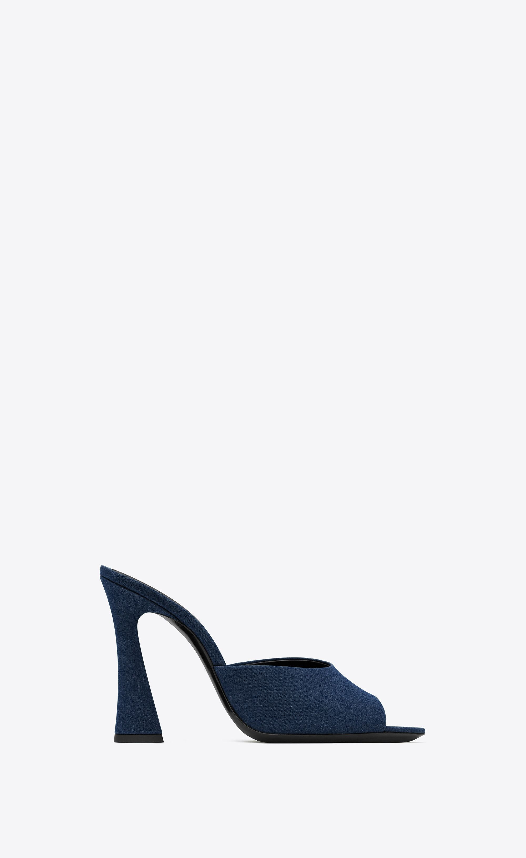 Saint Laurent Paris o1s1wg110225 766829 Suite Mules In Crepe De Chine Dark Blue Size US 9 / IT 39 - 1 Thumbnail