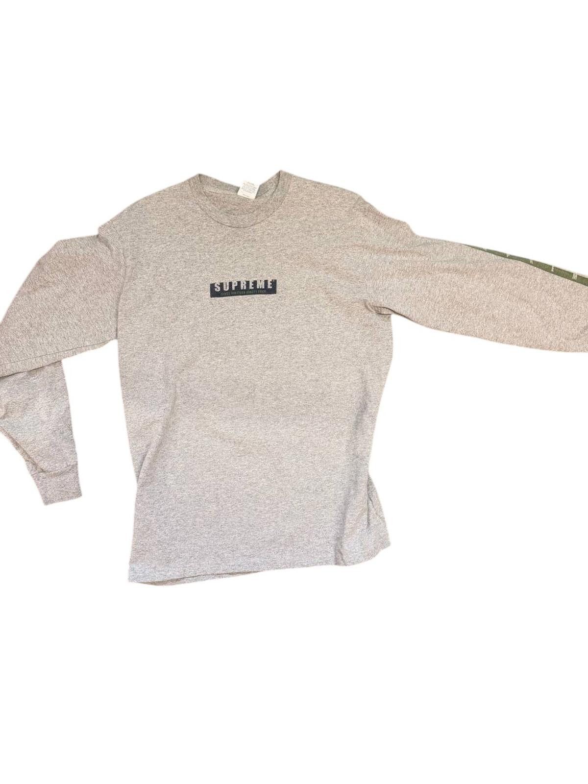 Supreme FW18 1994 LS Tee Heather Grey Logo Tee Size M