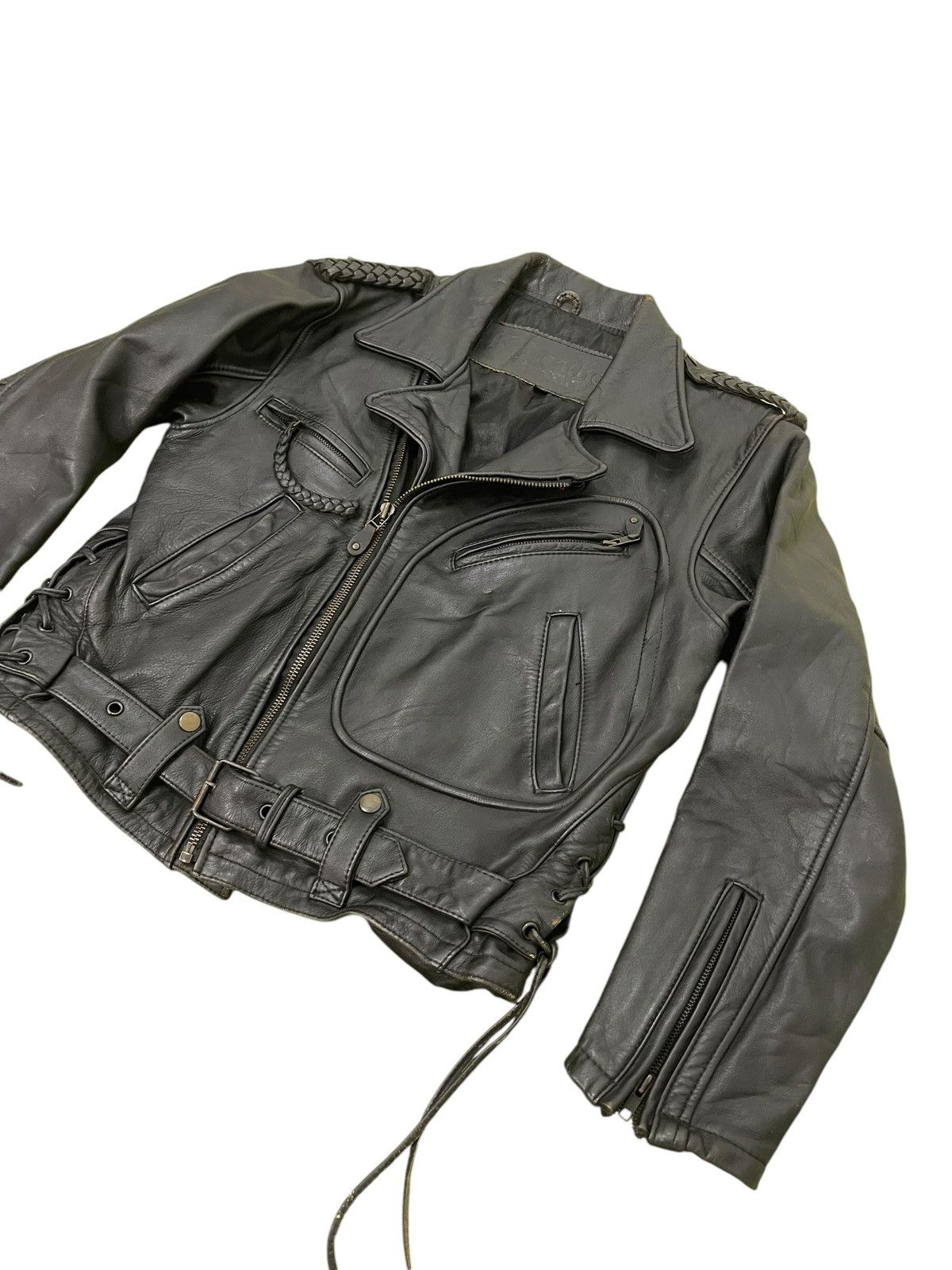 Kadoya Vtg Kadoya Akira Leather Jacket Cowhide Double Collar 2🟦 Size US L / EU 52-54 / 3 - 3 Thumbnail
