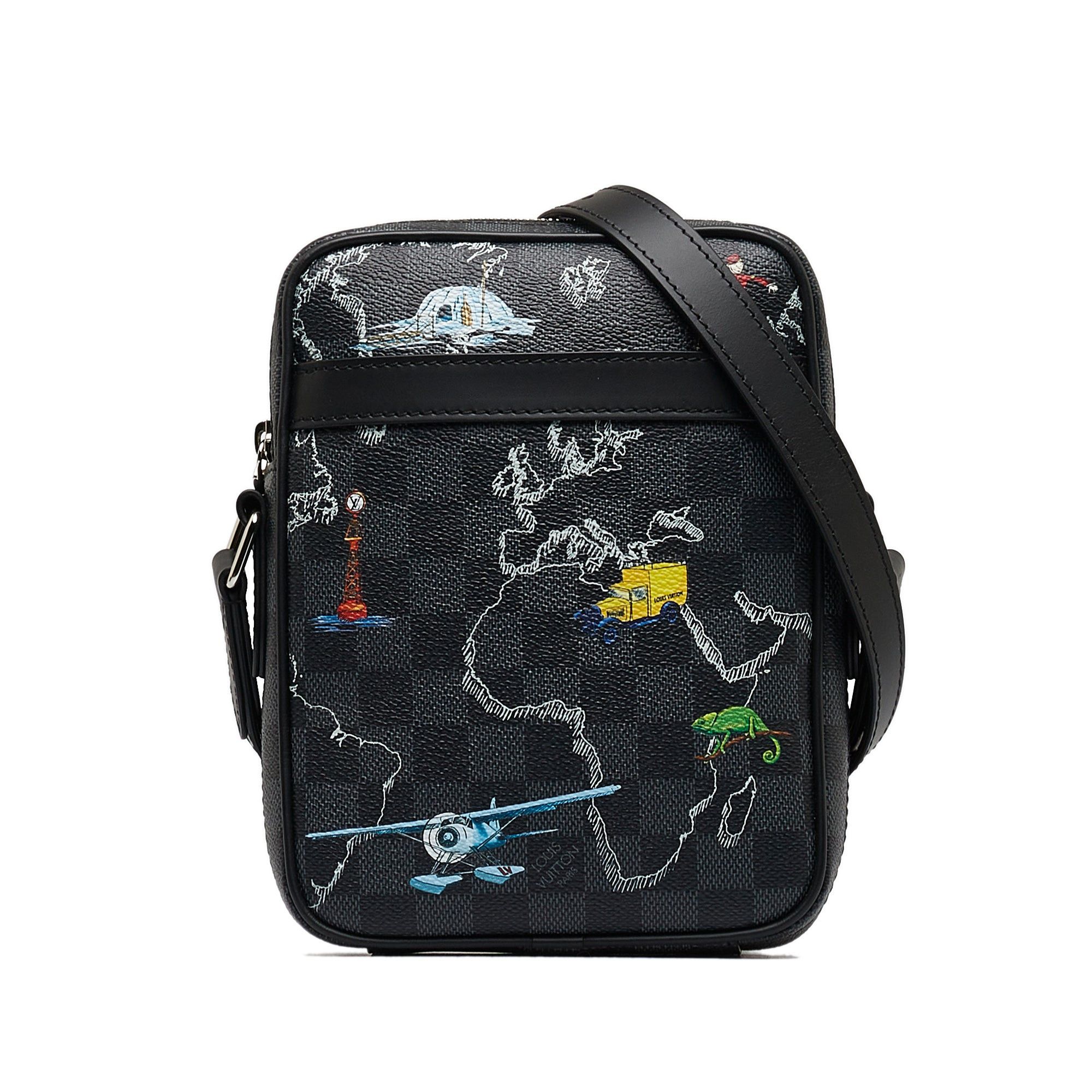 Louis Vuitton Louis Vuitton Damier Graphite Renaissance Map Danube Slim PM Black Size ONE SIZE - 1 Thumbnail