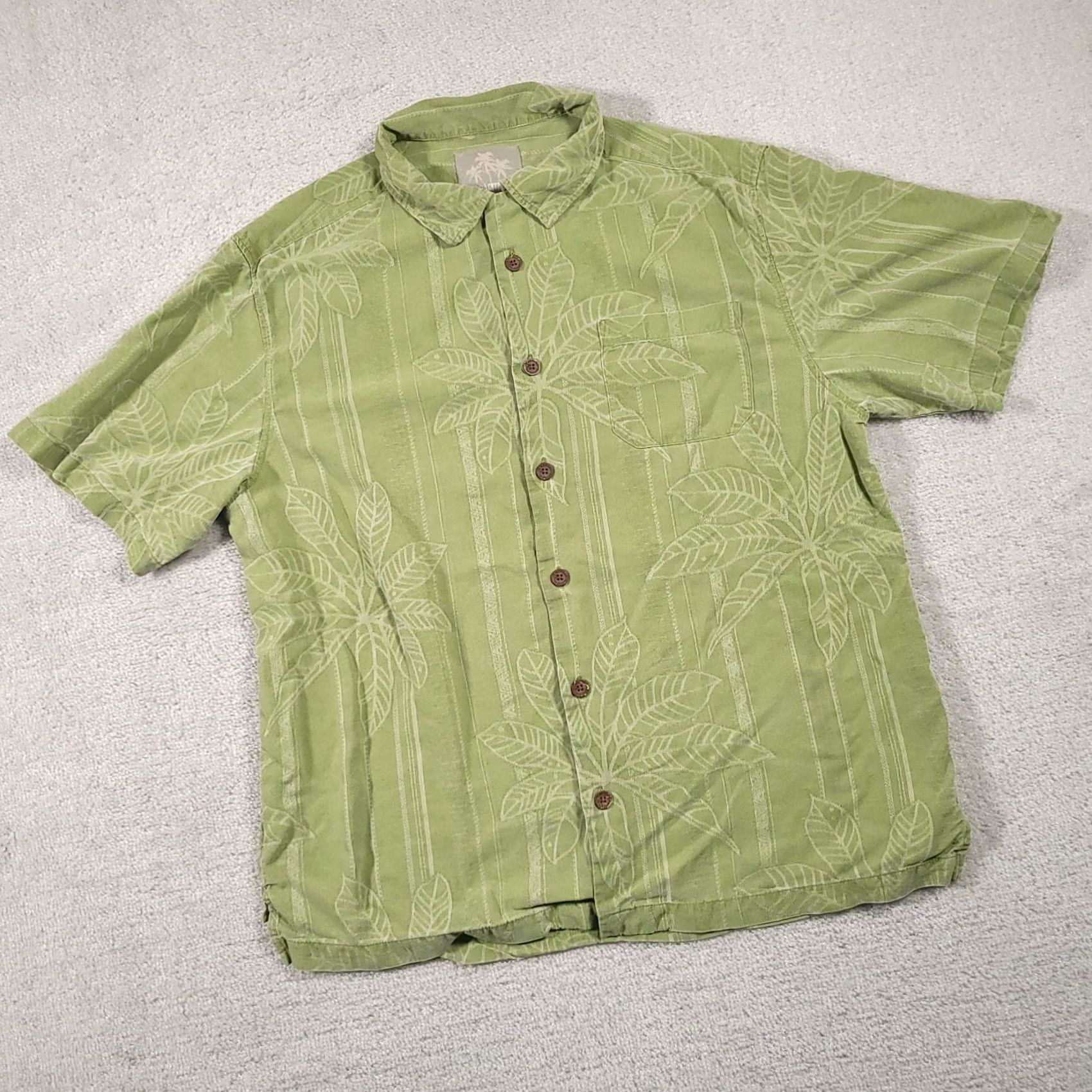 Vintage VINTAGE Margaritaville Button Up Hawaiian Shirt Mens L Green Silk Beach Palm Leaf Collared Short Sleeve Casual Travel Deco Size US L / EU 52-54 / 3 - 2 Thumbnail