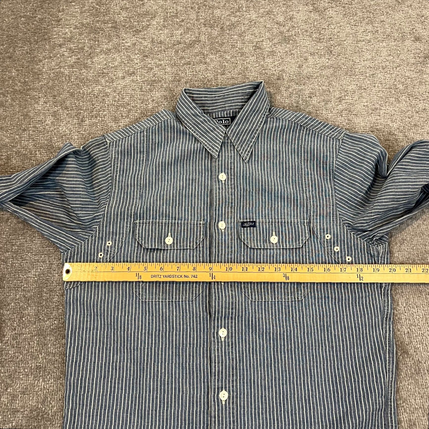 Polo Ralph Lauren VINTAGE Ralph Lauren Shirt Men's Small Blue Striped Polo Button-Up Outdoor Casual Size US S / EU 44-46 / 1 - 6 Thumbnail