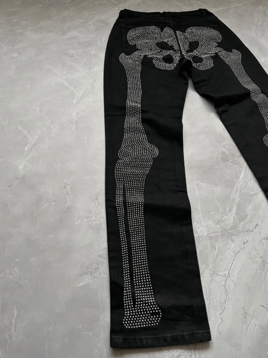 Other Vintage Ed Hardy Style Rhinestones Skeleton Jeans Size US 32 / EU 48 - 6 Thumbnail