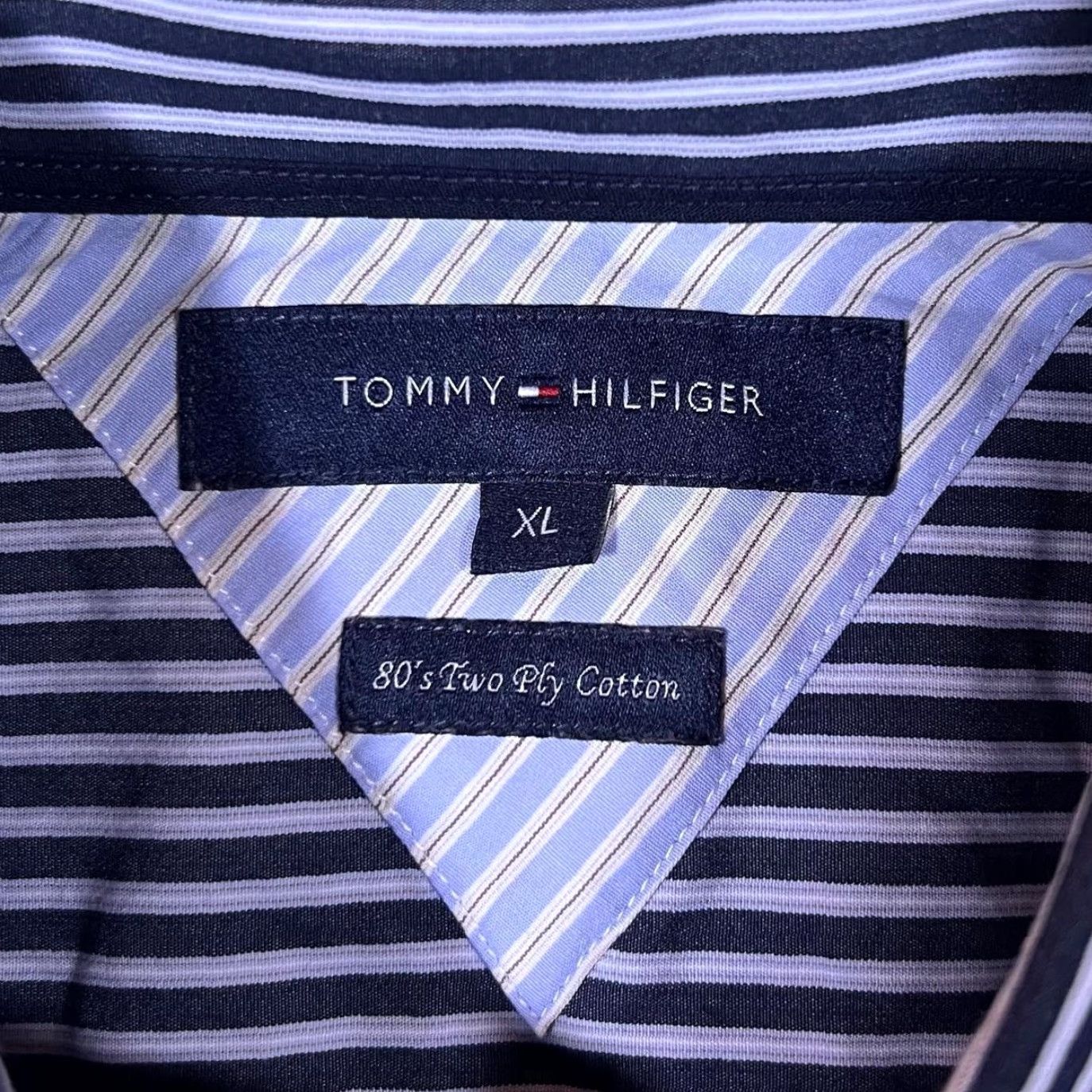 Tommy Hilfiger Tommy Hilfiger Shirt Button-Up XL 80s Striped Navy/Blue/White Cotton Long Sleeve Mens Regular - 2 Ply 100% Cotton Shirt, Casual, Button-Down Collar Size US XL / EU 56 / 4 - 5 Thumbnail