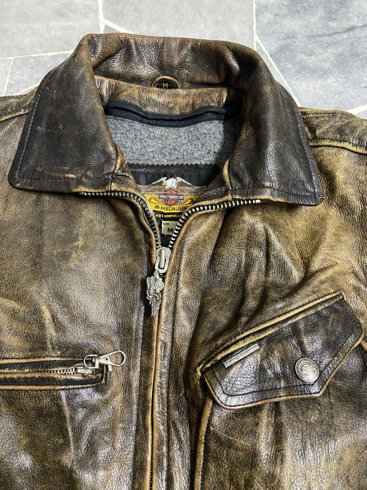 Harley Davidson Vintage Harley Davidson Leather Jacket Biker Brown jacket Size US M / EU 48-50 / 2 - 3 Thumbnail