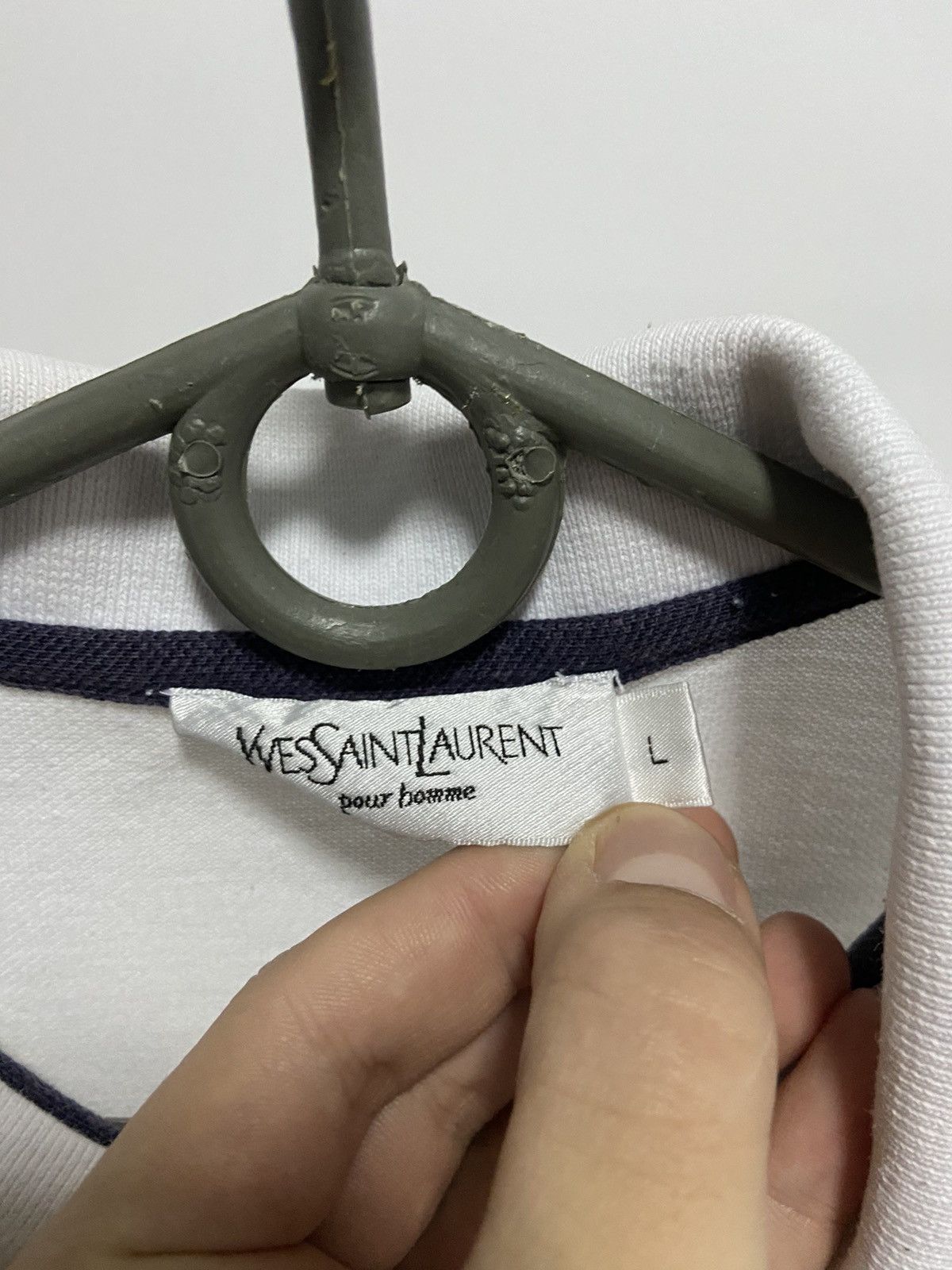 Vintage × Yves Saint Laurent Yves saint Laurent Vintage T-Shirt Polo big Logo striped Size US L / EU 52-54 / 3 - 4 Thumbnail