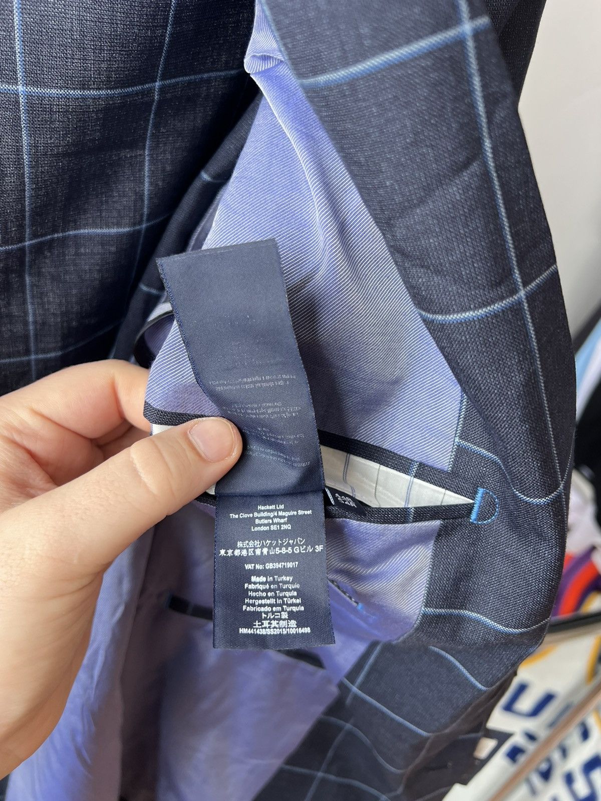 Hackett HACKETT LONDON MENS BLUE WINDOWPANE WOOL BLAZER JACKET 44R Size 44R - 12 Thumbnail