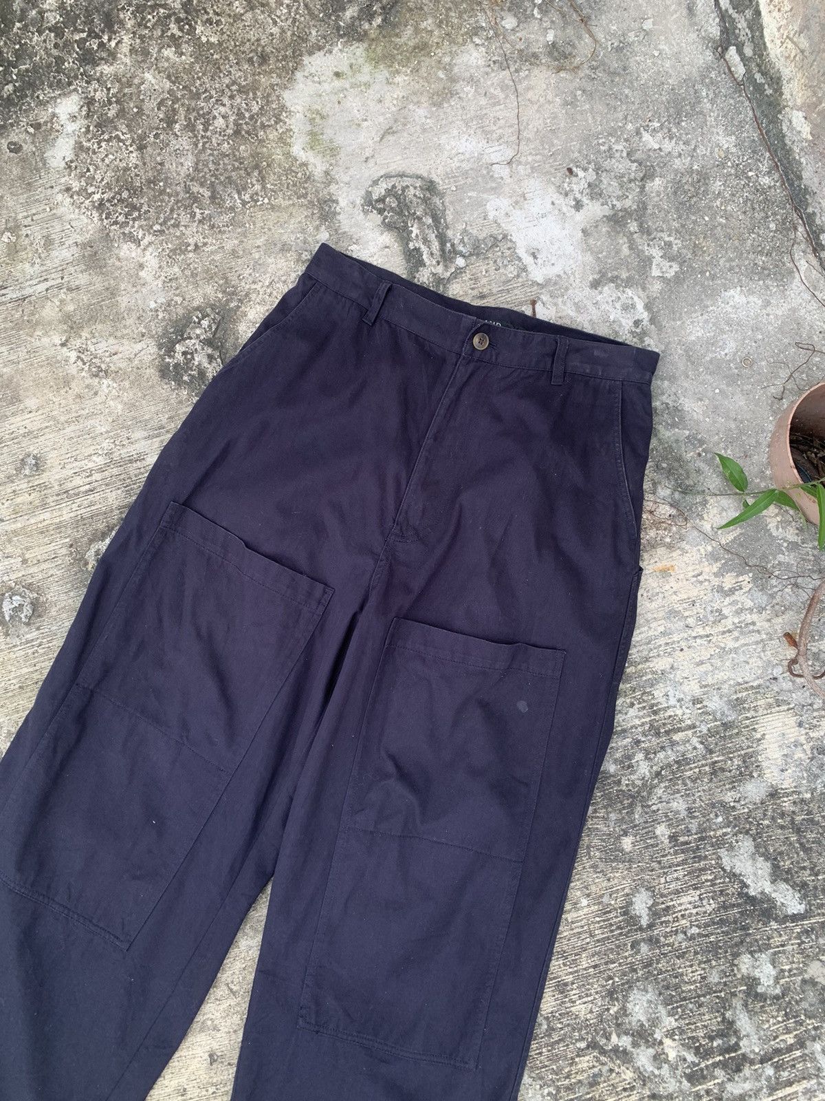 Japanese Brand Steal 🔥 baggy Niko and buckle back double knee loose pants Size US 33 - 2 Thumbnail