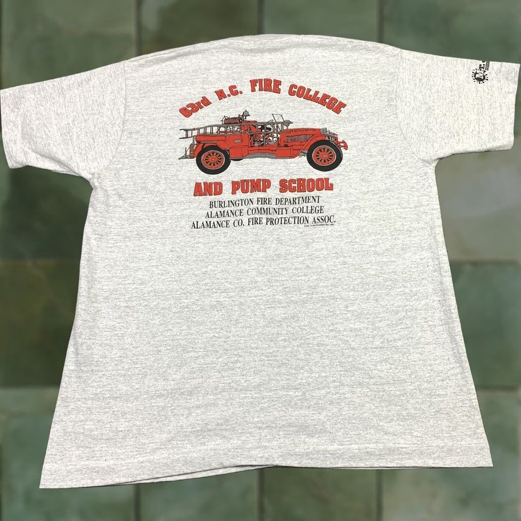 Fruit Of The Loom VINTAGE Fire Department Graphic T-Shirt Mens Large Gray 90s Single Stitch Made in USA Fruit of the Loom Regular Crew Neck Short Sleeve Graphic Print Size US L / EU 52-54 / 3 - 1 Thumbnail