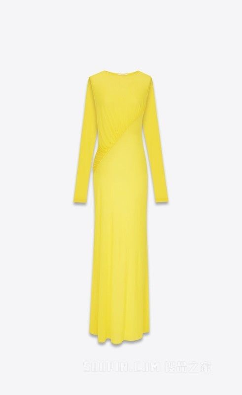 long draped dress in crepe jersey