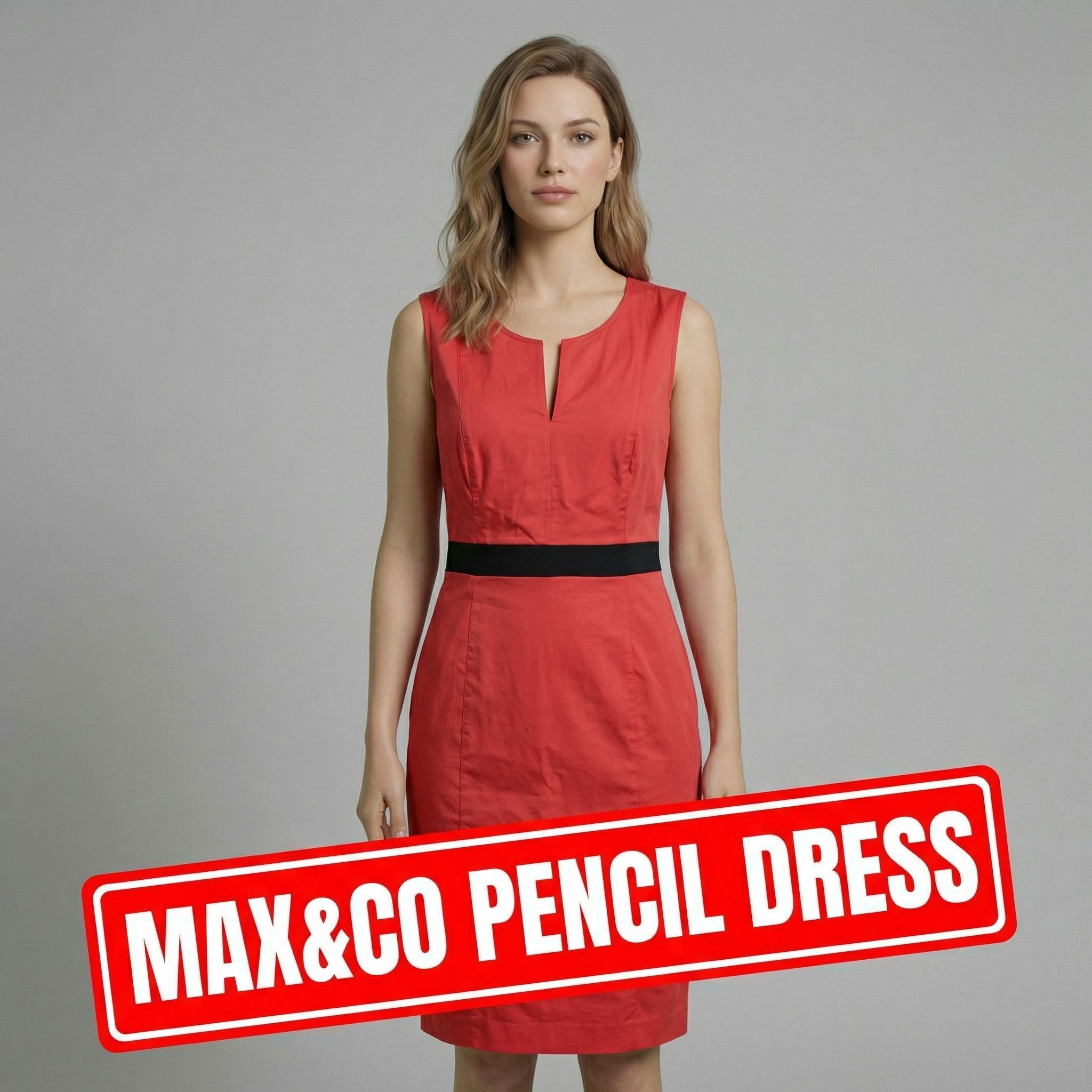 MAX&Co. Dress Max&Co Red Sleek Pencil | Fitted Waist Modern M Size M / US 6-8 / IT 42-44 - 1 Thumbnail