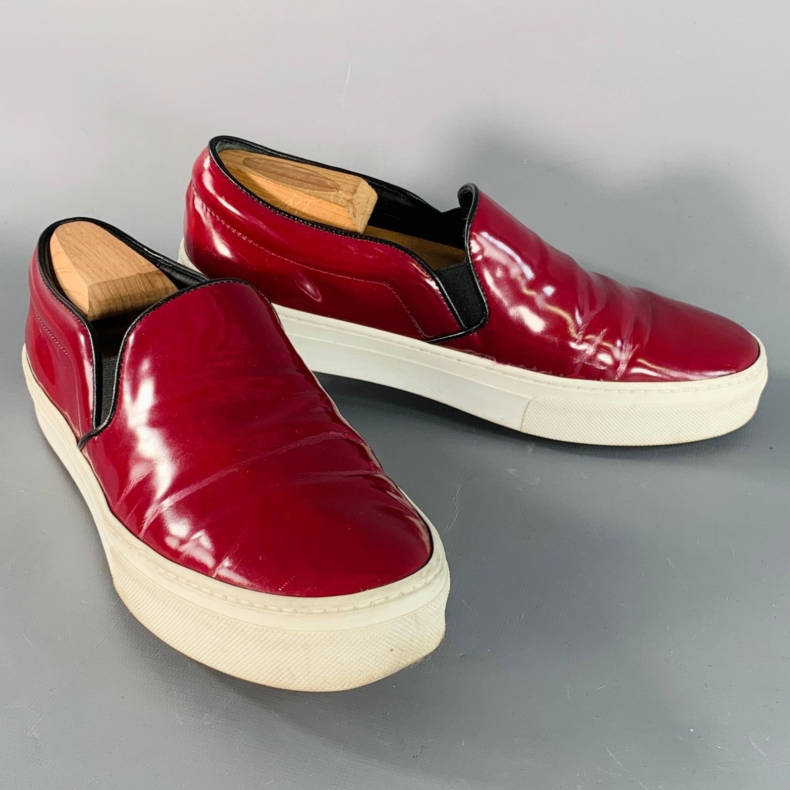 Celine CELINE 8.5 Burgundy White Patent Leather Slip On Sneakers Size US 8.5 / IT 38.5 - 1 Thumbnail