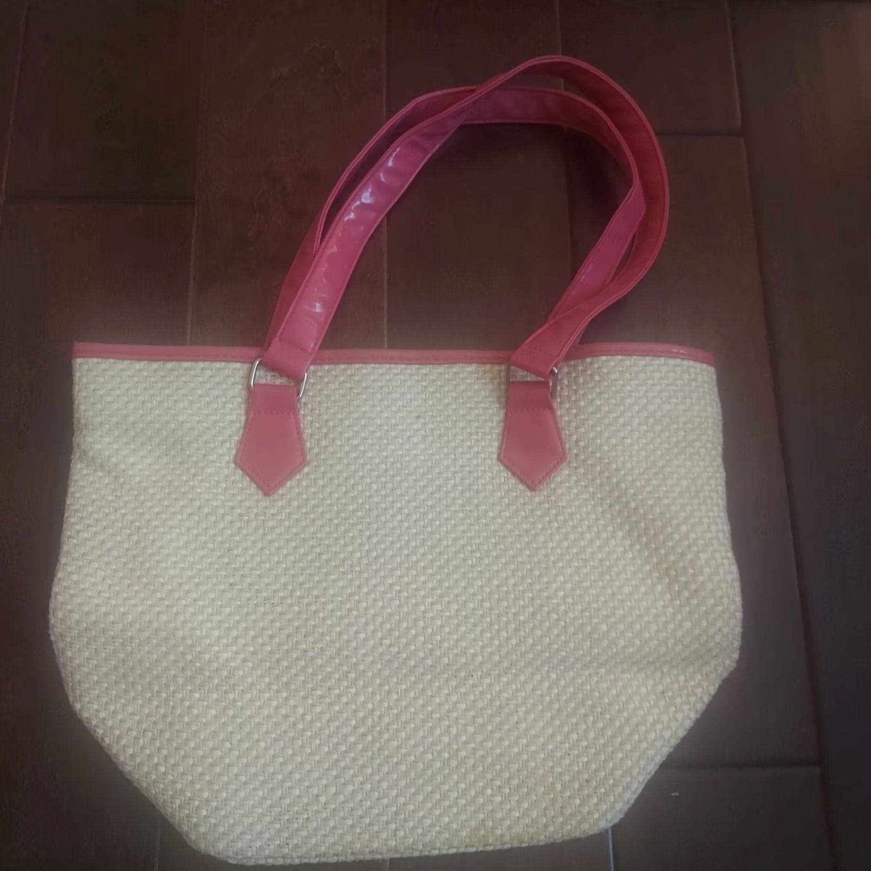 Nordstrom NORDSTROM Leather Trim Pink Shoulder Bag Small 11" 14" Women Vintage? No (adjust) Size ONE SIZE - 2 Thumbnail