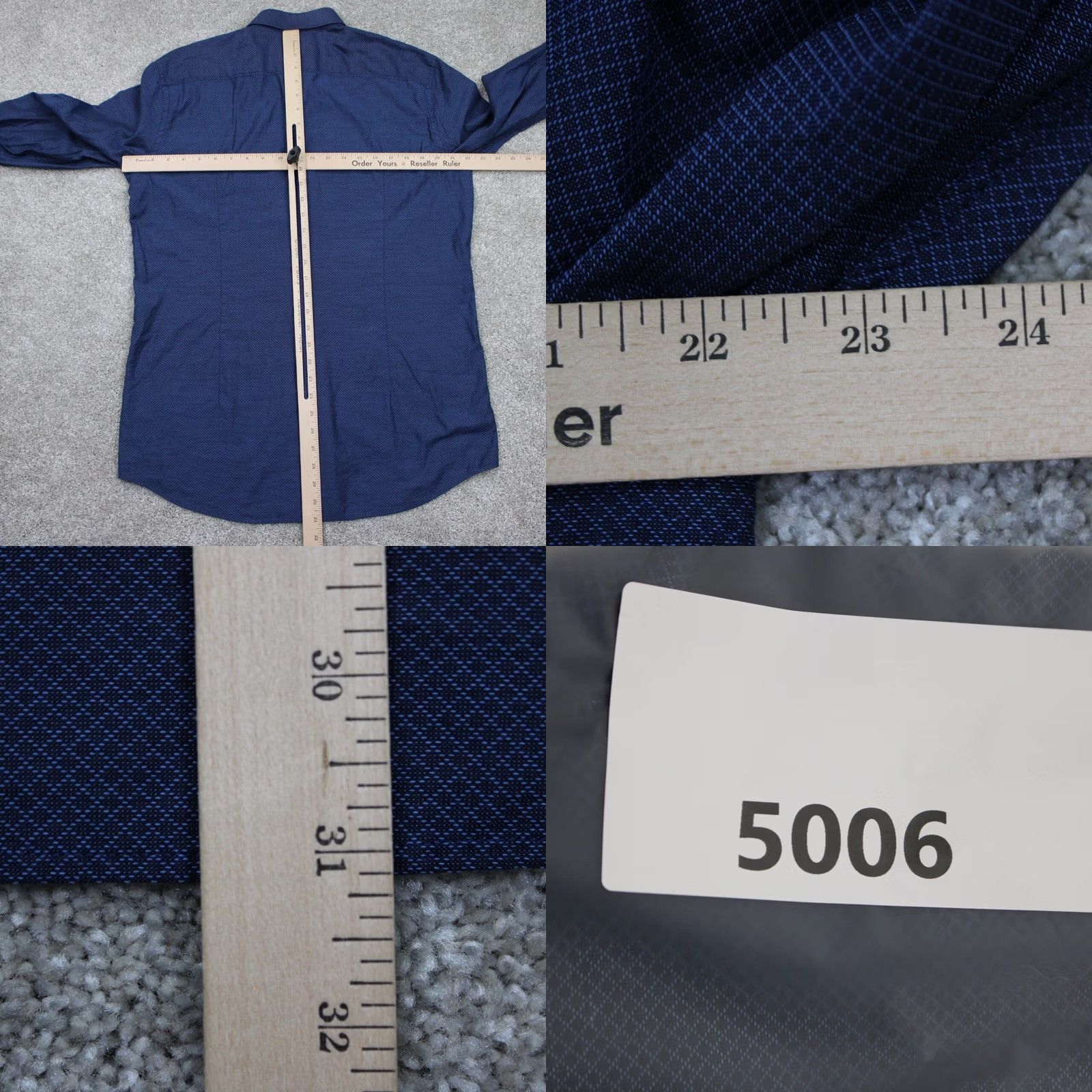 Hugo Boss HUGO BOSS Shirt Mens 17, 43 Blue Check Cotton L/S Button Dress Shirt Size US XL / EU 56 / 4 - 10 Thumbnail