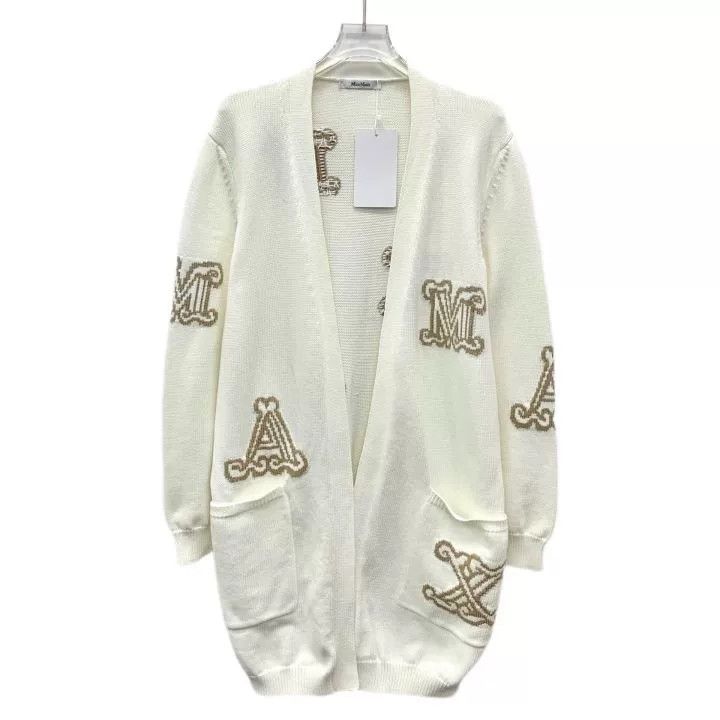 Max Mara Maxmara White Logo Embroidered Cotton Cardigan Size M / US 6-8 / IT 42-44 - 1 Thumbnail