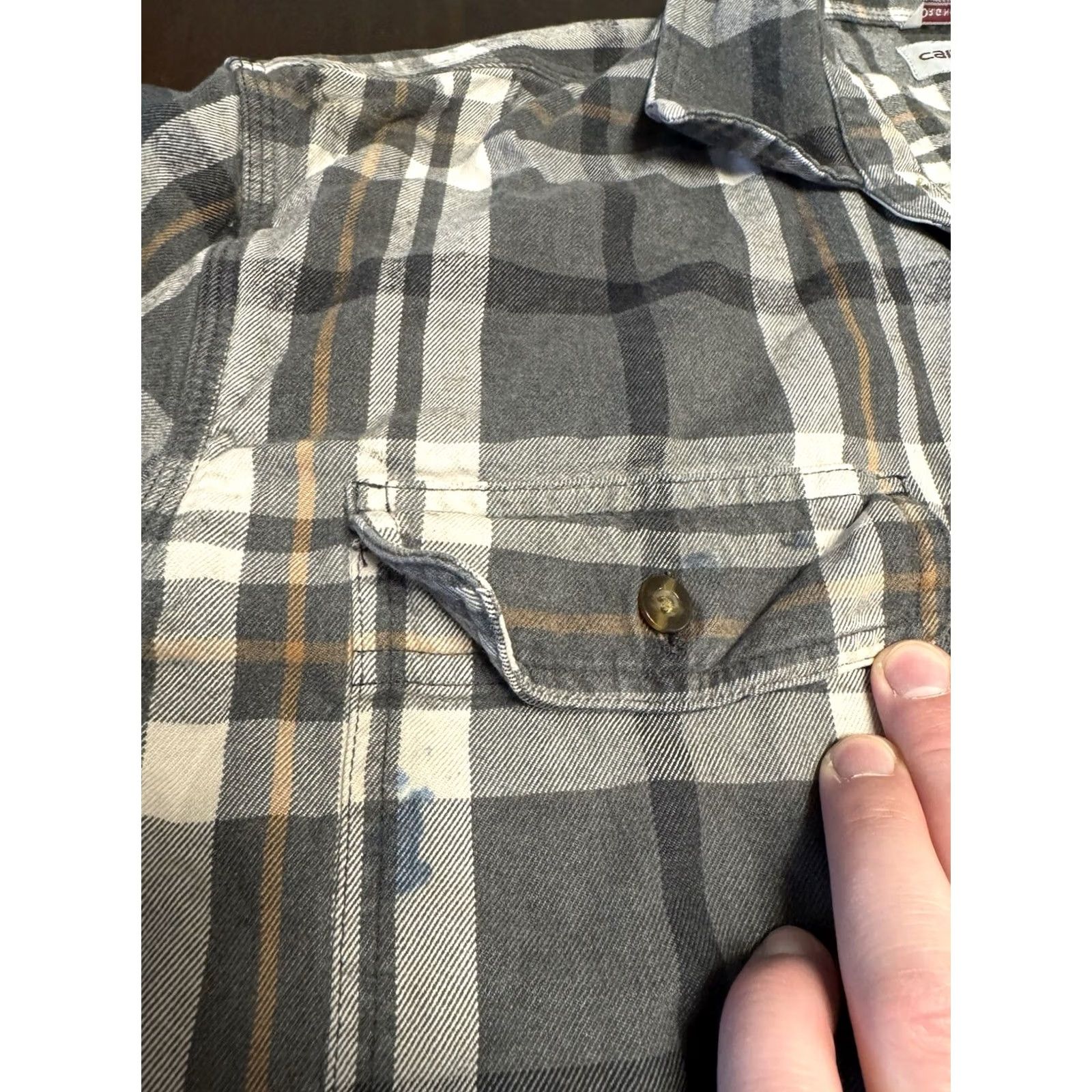 Carhartt Carhartt Flannel Shirt Plaid Double Pocket Gray White Yellow XL Mens Regular Long Sleeve Button-Up Casual Workwear Outdoor Logo Size US XL / EU 56 / 4 - 4 Thumbnail