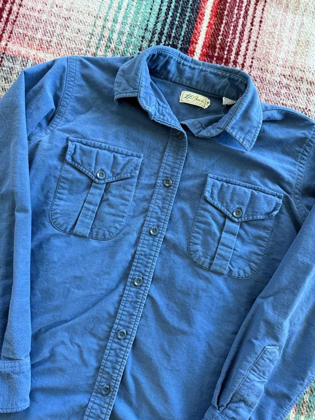 L.L. Bean 70s LL Bean Blue Chamois Shirt 16/L Size L / US 10 / IT 46 - 2 Thumbnail
