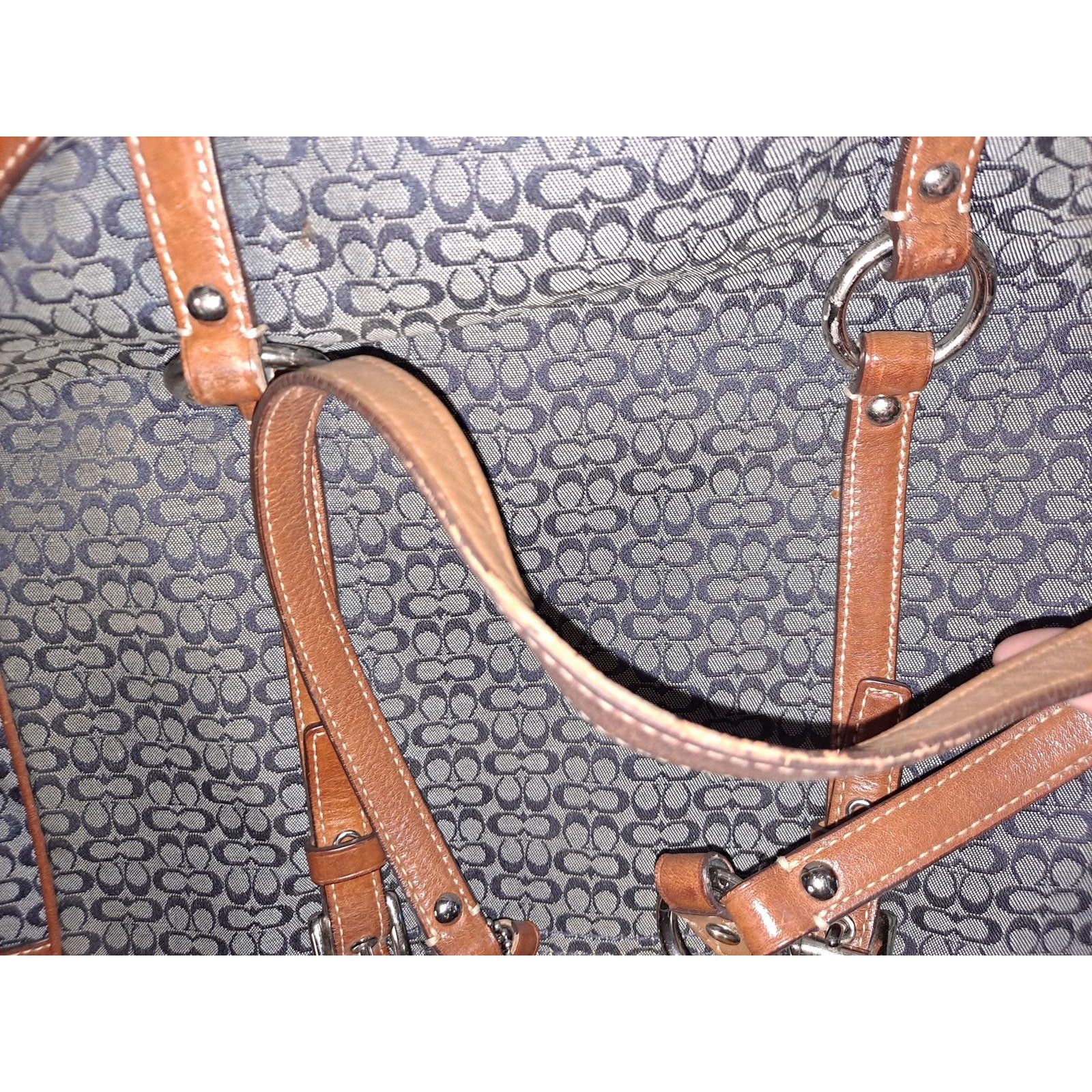 Coach Coach Navy Signature Jacquard British Tan Trim Tote F11527 Size ONE SIZE - 3 Thumbnail