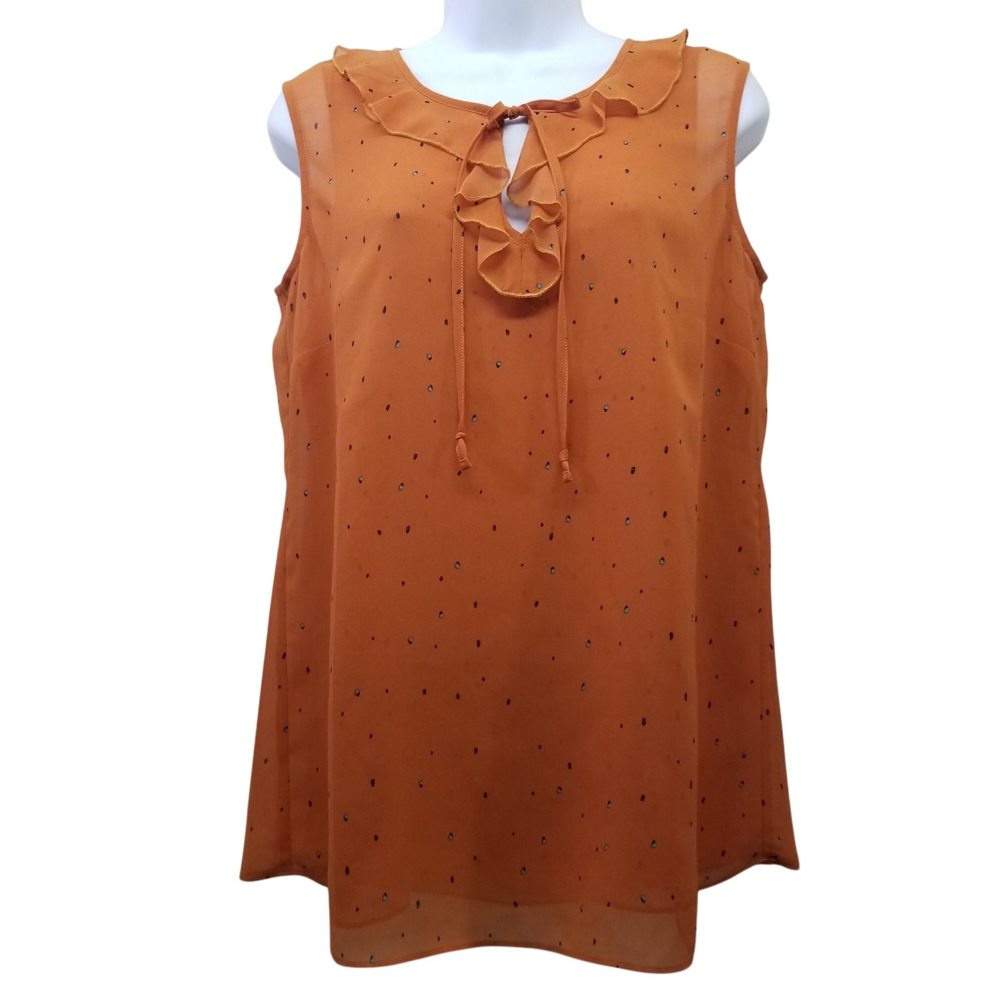 Other CAbi S Orange Sheer Sleeveless Ruffle Top Shirt SPRINKLE 376 Size S / US 4 / IT 40 - 4 Thumbnail