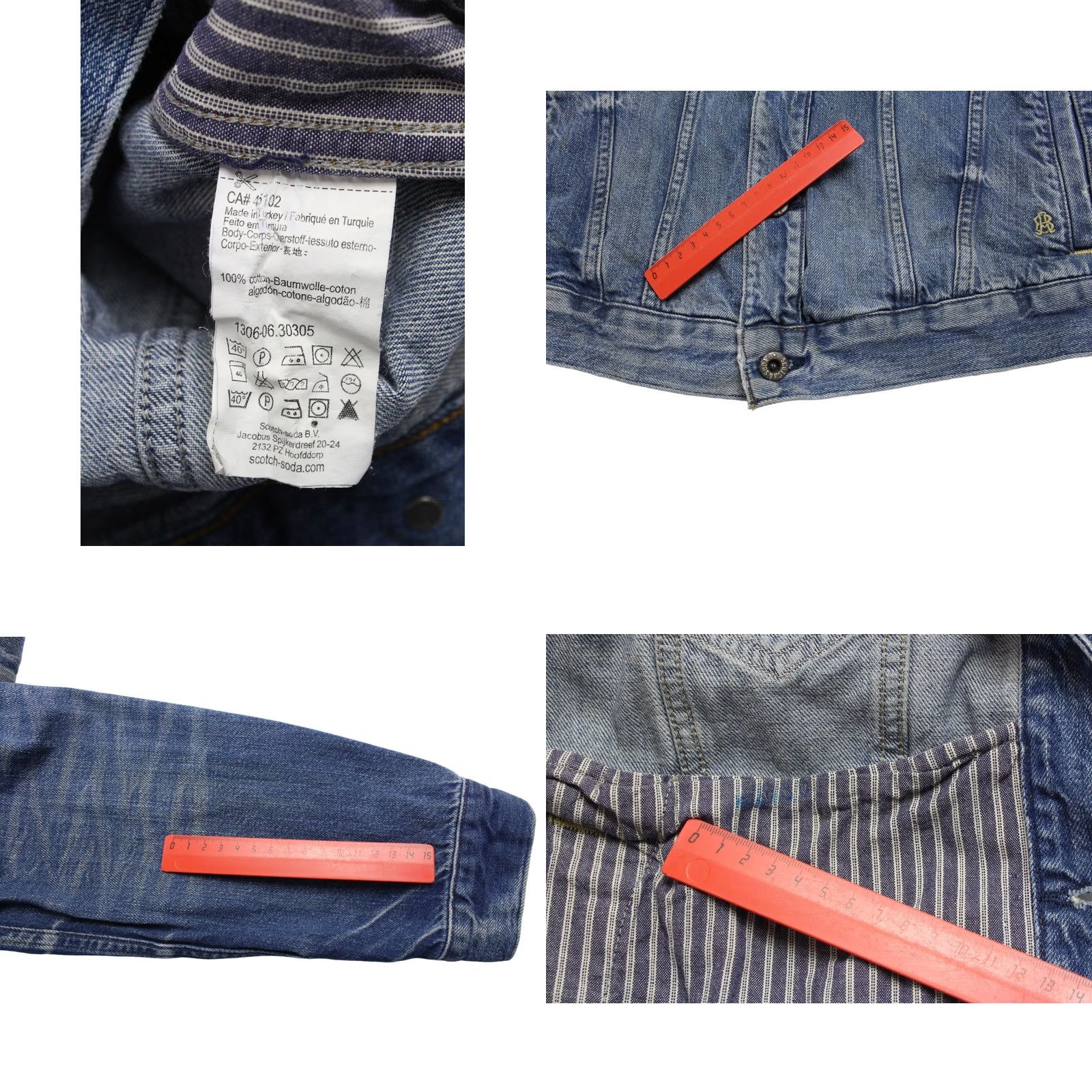Scotch & Soda SCOTCH & SODA Jacket Men's LARGE Denim Trucker Polo Collar Whiskers Faded Blue Size US L / EU 52-54 / 3 - 8 Thumbnail