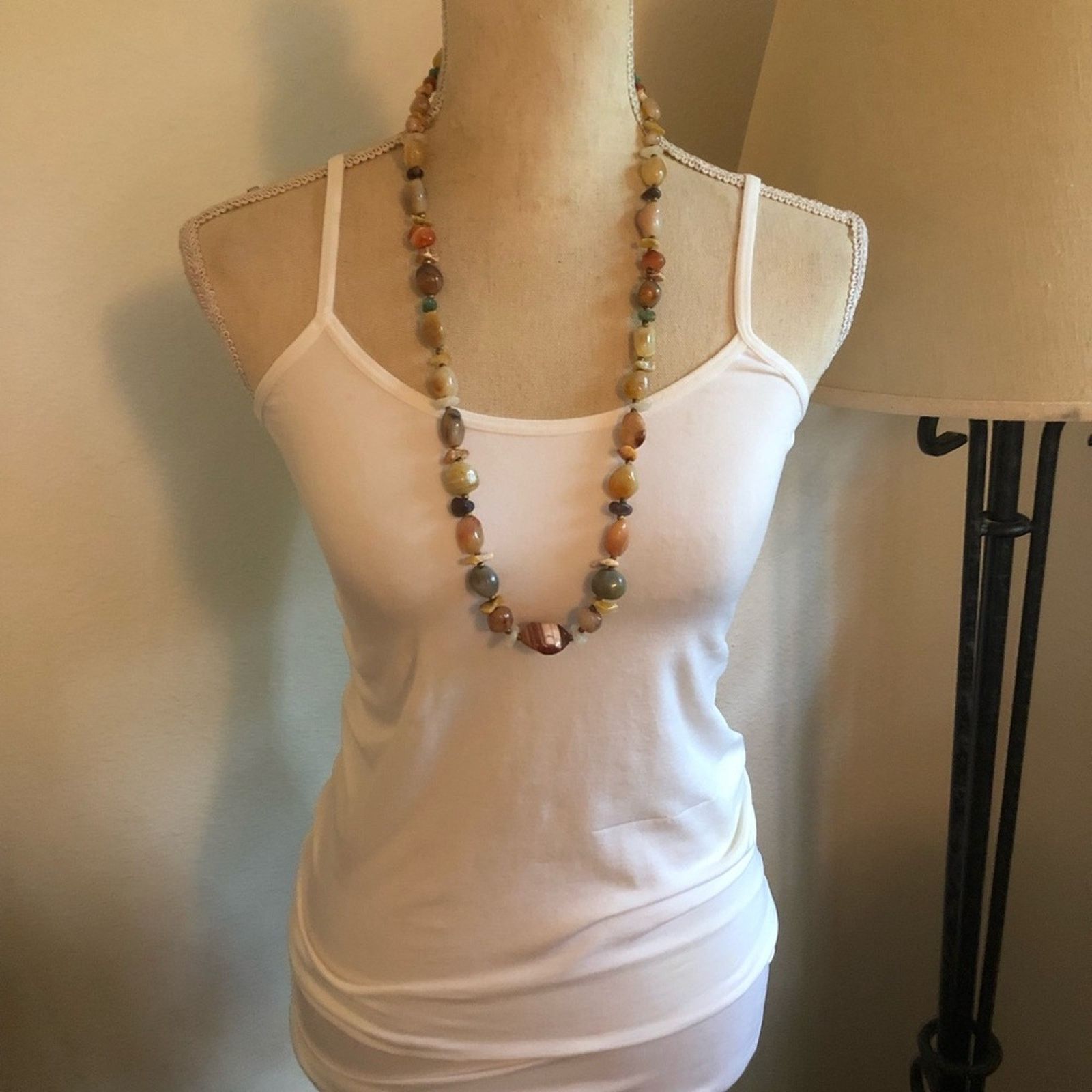 Vintage Vintage 70s natural agate stone long necklace Size ONE SIZE - 4 Thumbnail
