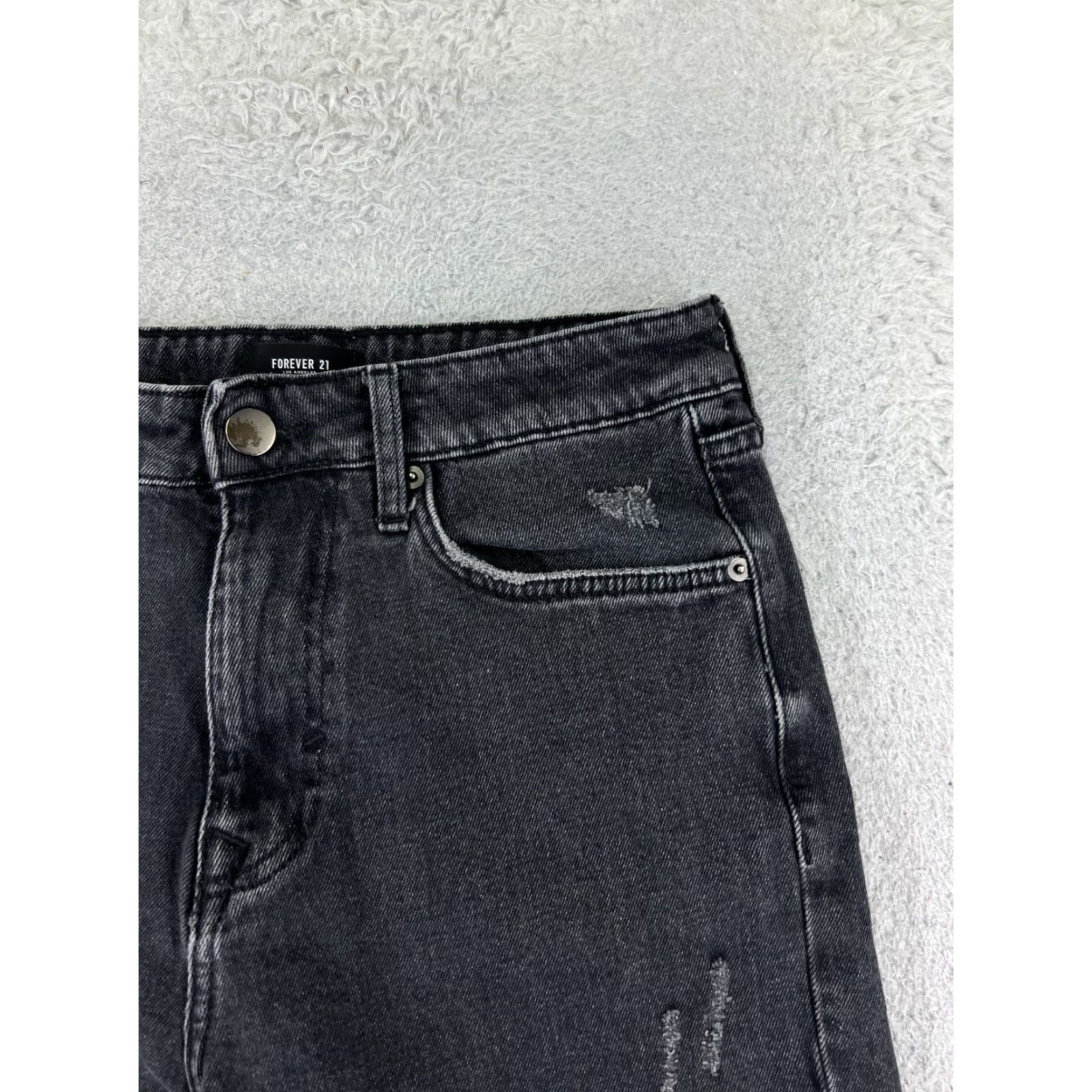 Forever 21 FOREVER 21 Shorts Womens 29 Black Denim Jean Cutoff High Rise Distressed Size 29" - 5 Thumbnail