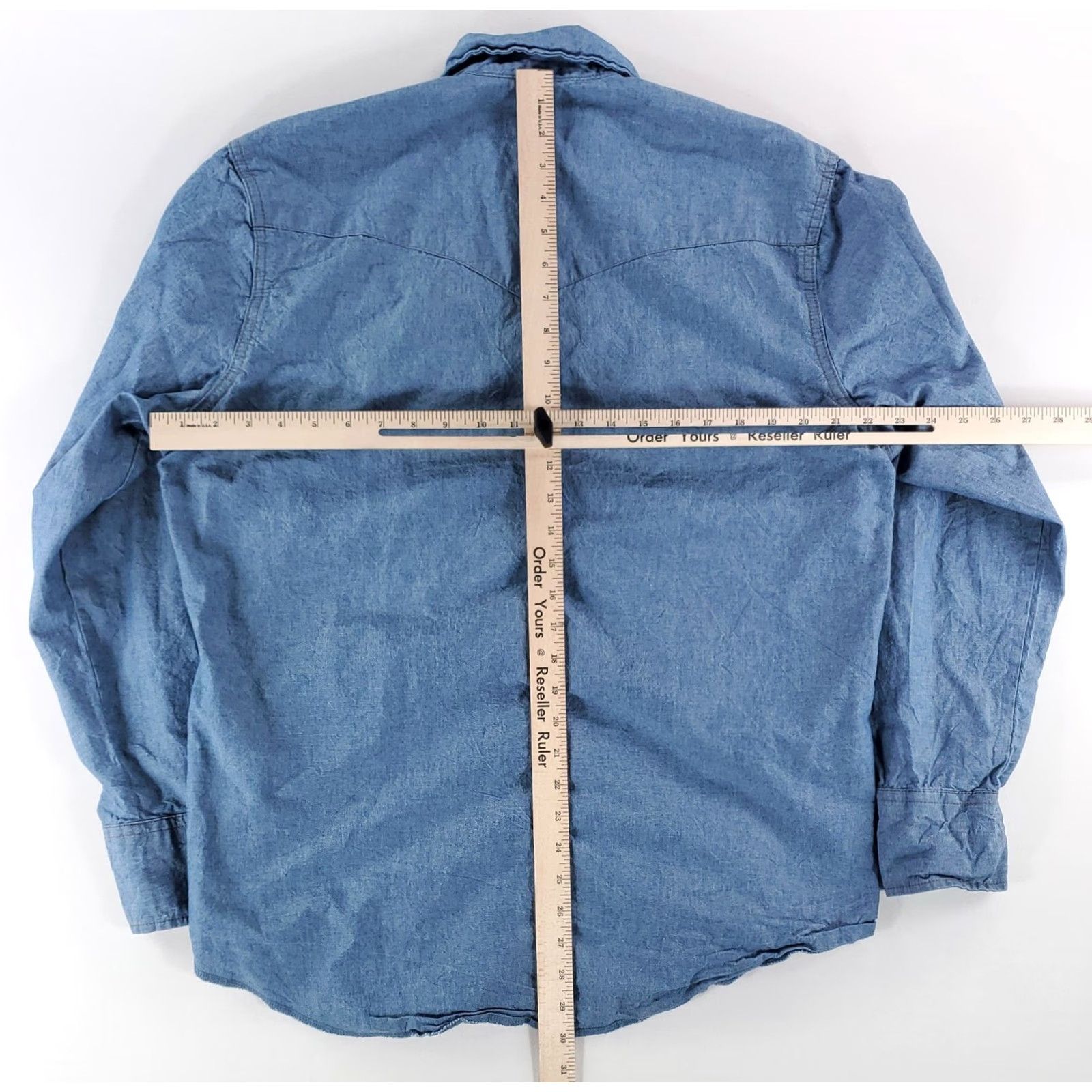 Wrangler Wrangler Pearl Snap Denim Chambray Button Up Shirt Blue Mens L Shirt Size US L / EU 52-54 / 3 - 7 Thumbnail