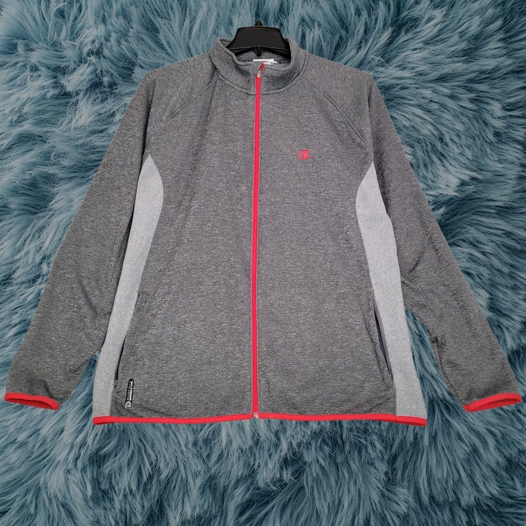 Champion Jacket Mens 1XL Gray Full Zip Casual Lightweight Stretch, Men's