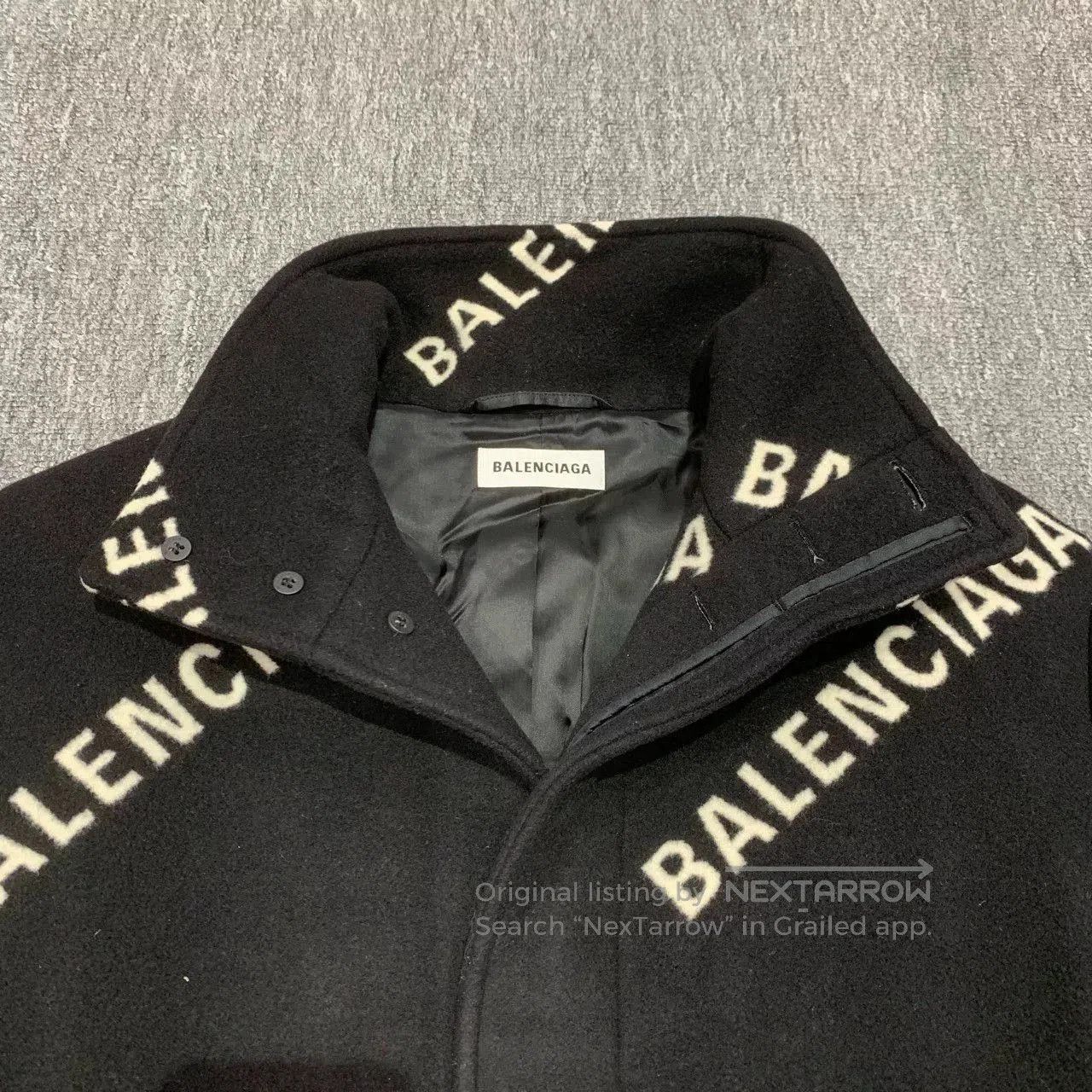 Balenciaga Balenciaga Black Wool Printed Coat. Size XXS / US 00 / IT 34 - 6 Thumbnail