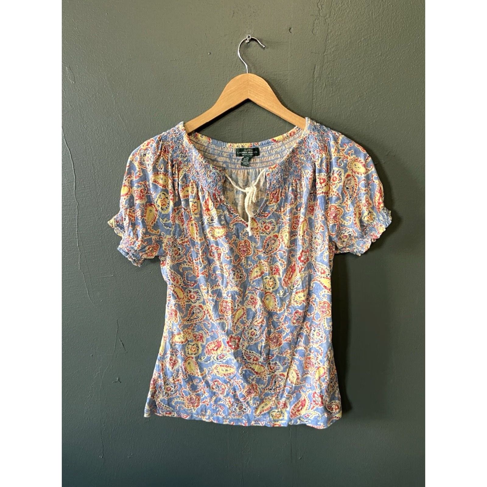 Ralph Lauren Lauren Ralph Lauren Blouse Womens Short Sleeve Paisley Blue XS Size XS / US 0-2 / IT 36-38 - 2 Thumbnail