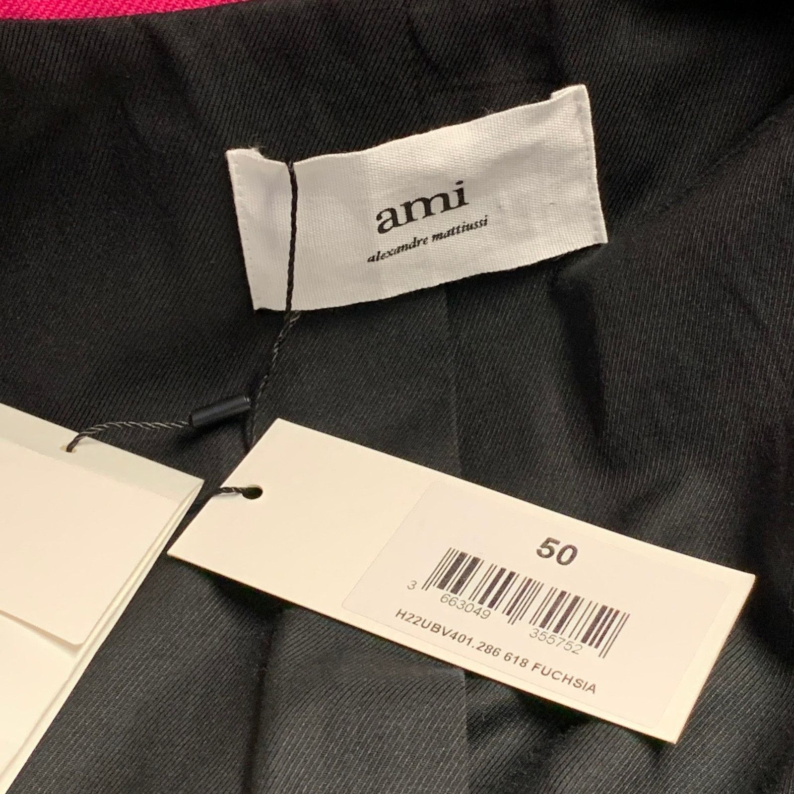 AMI Size 40 Fuchsia Pink Black Wool Peak Lapel Sport Coat Size 40R - 6 Thumbnail