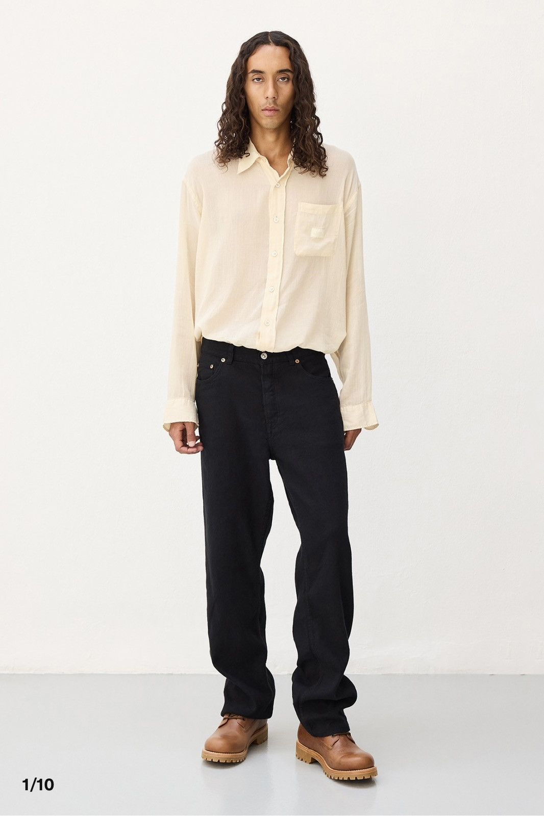 Our Legacy × Stussy WORK CUT 250 USD Overdyed Black Linen Twill Size US 34 / EU 50 - 2 Thumbnail