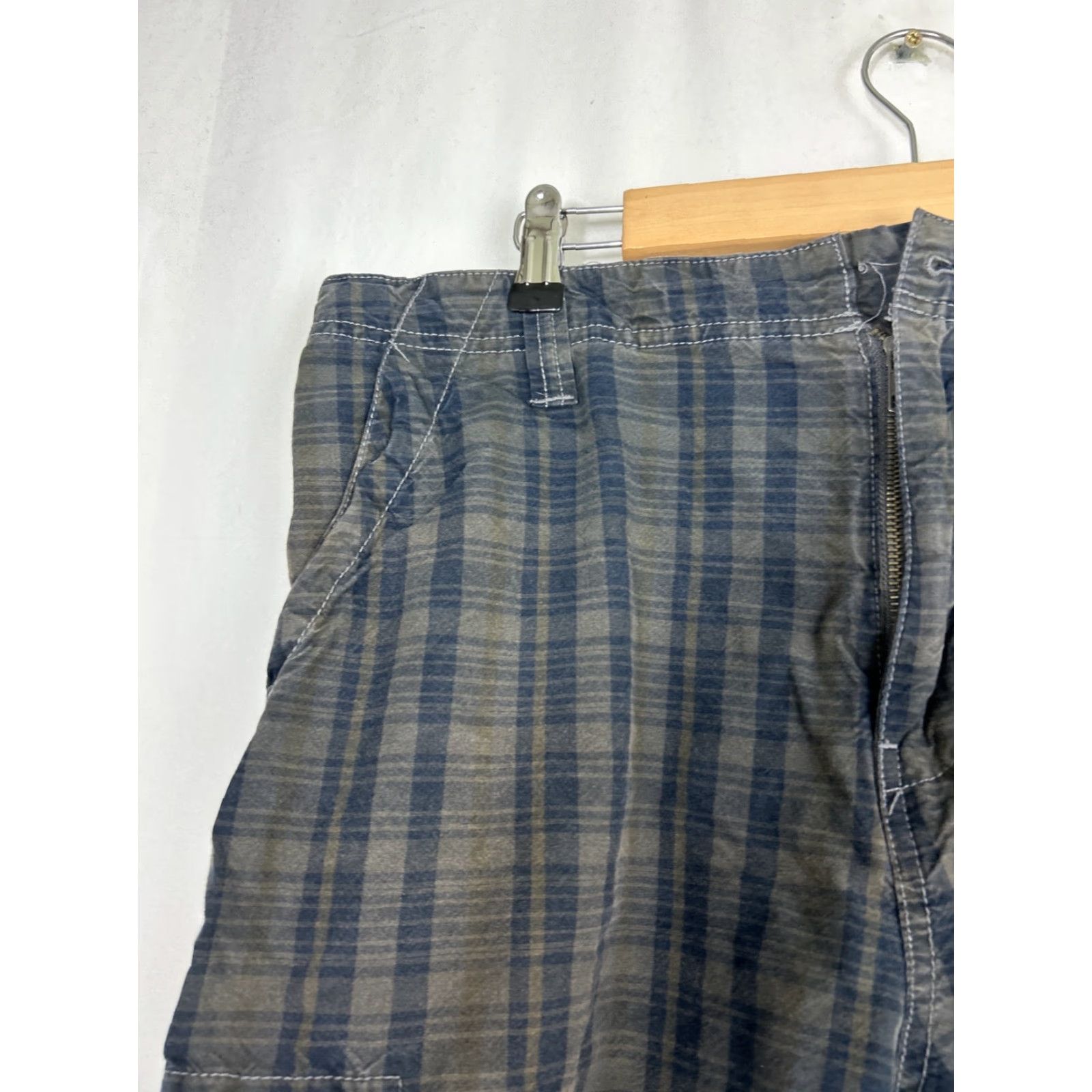 Vintage Played In Heaven Mens Shorts Cargo Plaid Cotton Blue Gray 36 Regular Sun Stain Size US 36 / EU 52 - 4 Thumbnail