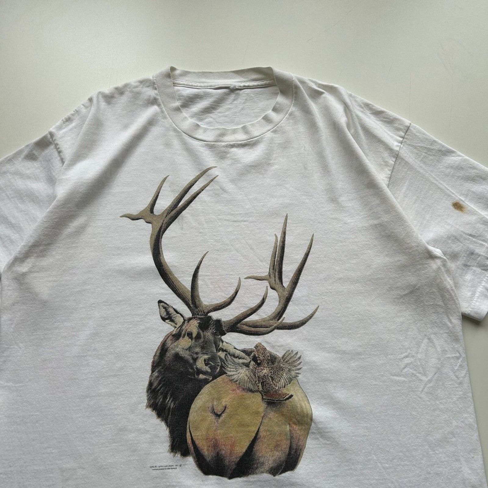 Vintage Vintage 90s Deer Wildlife Buck Animal Art T Shirt XL White Size US XL / EU 56 / 4 - 2 Thumbnail