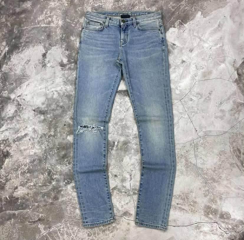 Saint Laurent Paris Crash Denim Light Wash Jeans Size US 29 - 1 Thumbnail