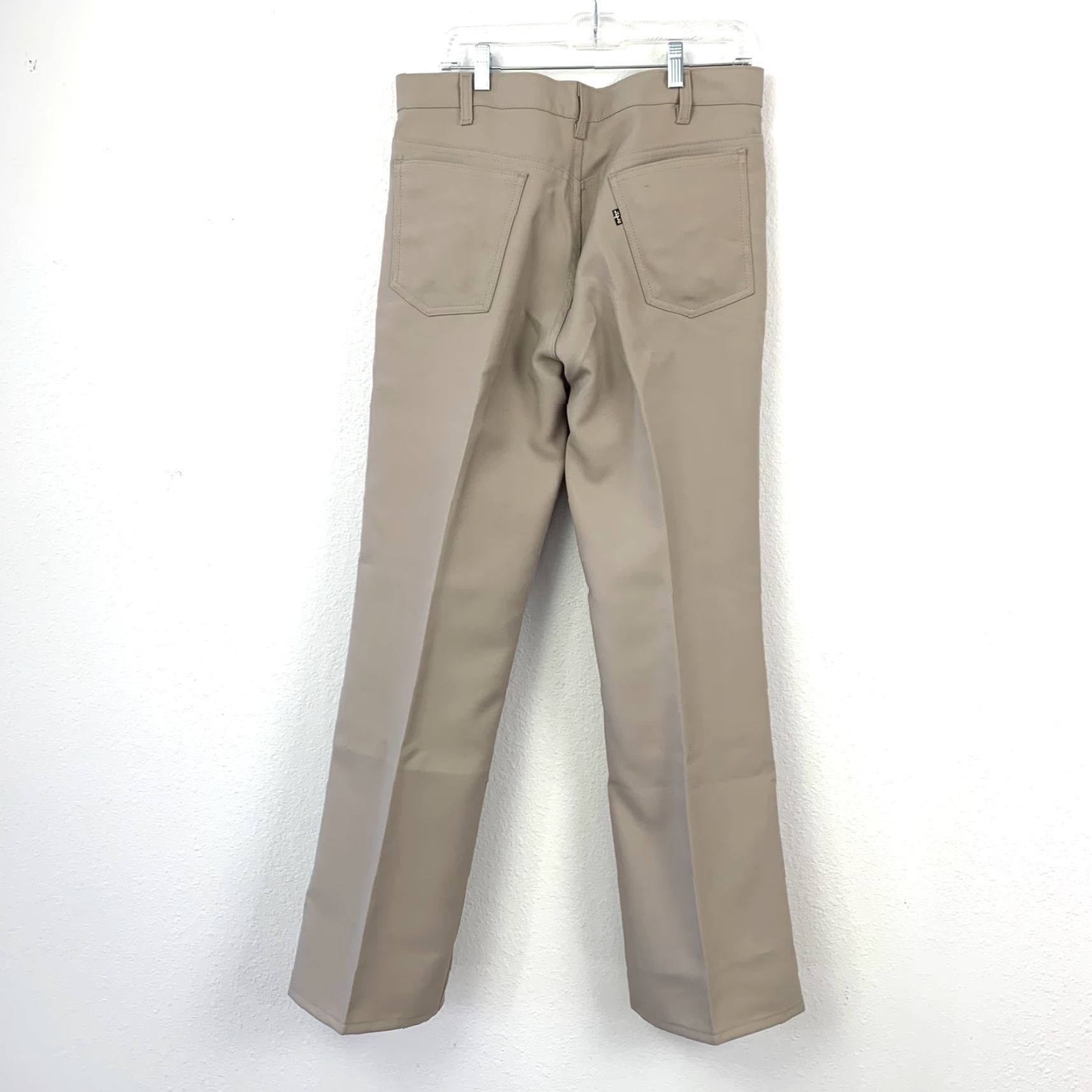 Levi's VINTAGE Levi's Men's Tan Khaki Polyester Bootcut Disco Retro Pants 36x33 Levi's 30 34in Waist 1970s 1980s Dress Pants Chinos Workwear Casual Mens Size US 30 / EU 46 - 3 Thumbnail