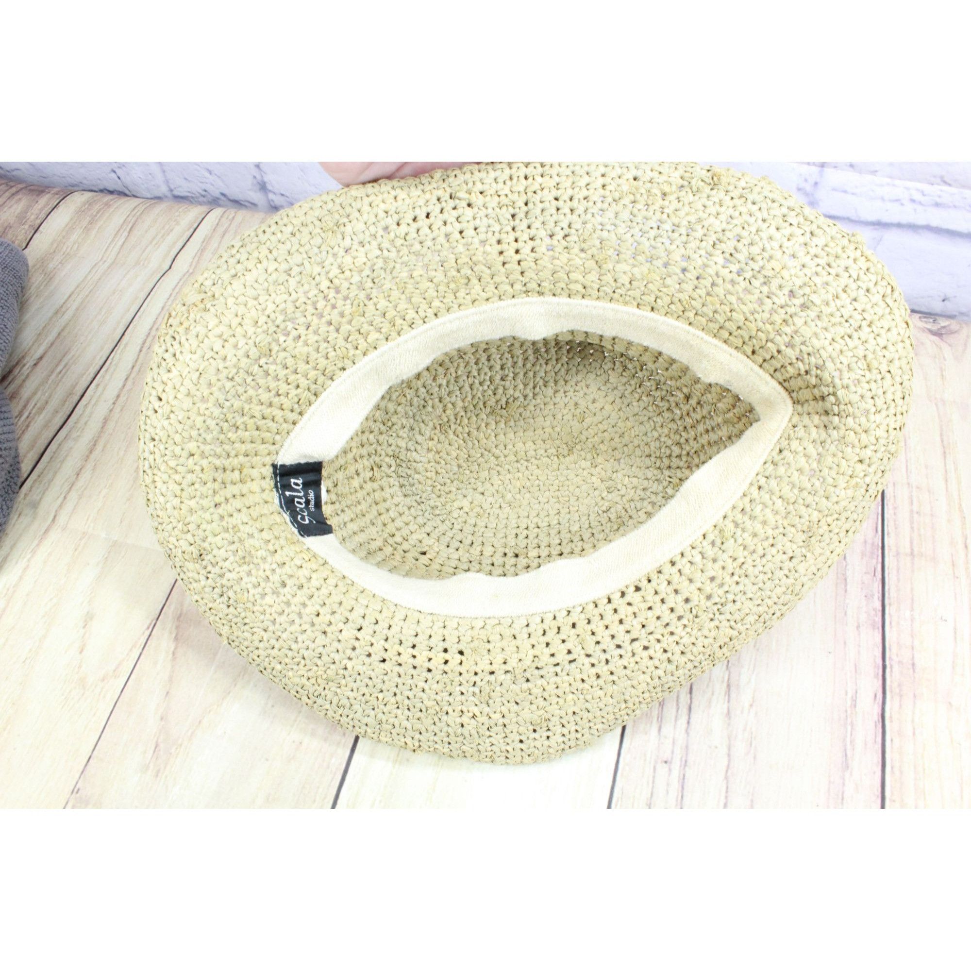 Other Scala Women's Tan Summer Beach Round Straw Hat Size ONE SIZE - 4 Thumbnail