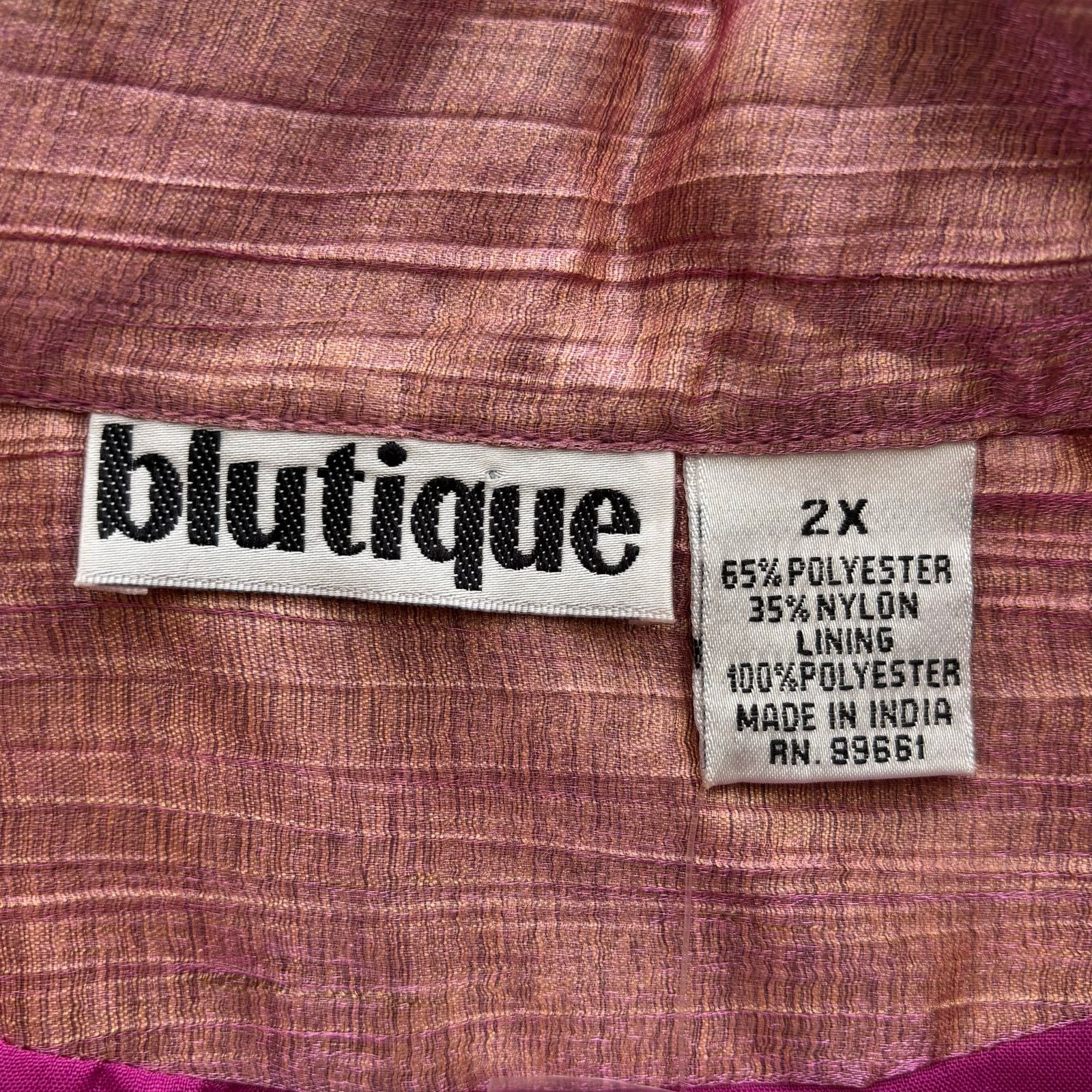 Other Blutique Rose Pink Shimmer Floral Embroidered Beaded Jacket Size XXL / US 16-18 / IT 52-54 - 7 Thumbnail