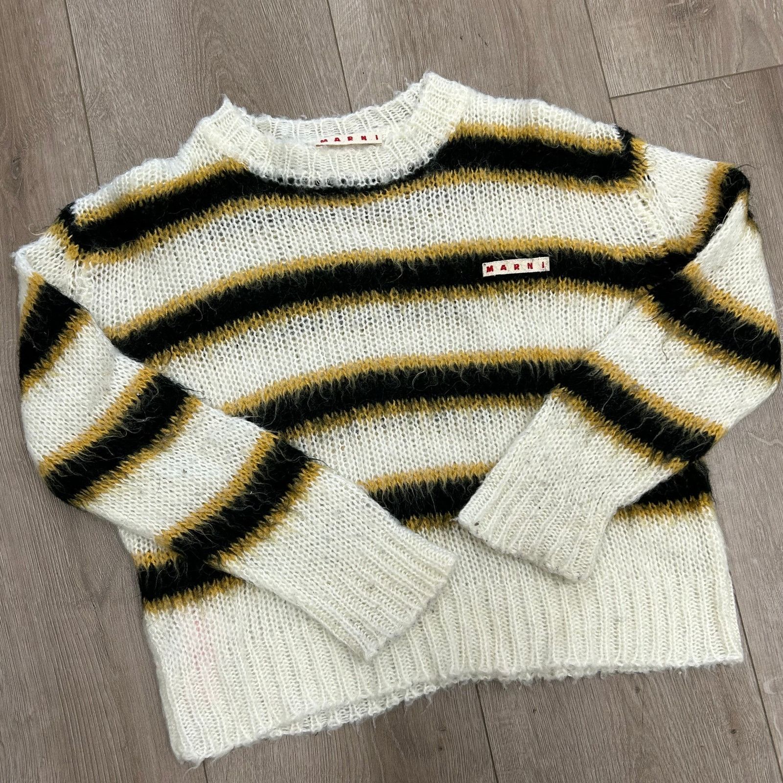 Marni Marni kids Striped Brushed Mohair Sweater White size 8 Size US XXS / EU 40 - 4 Thumbnail