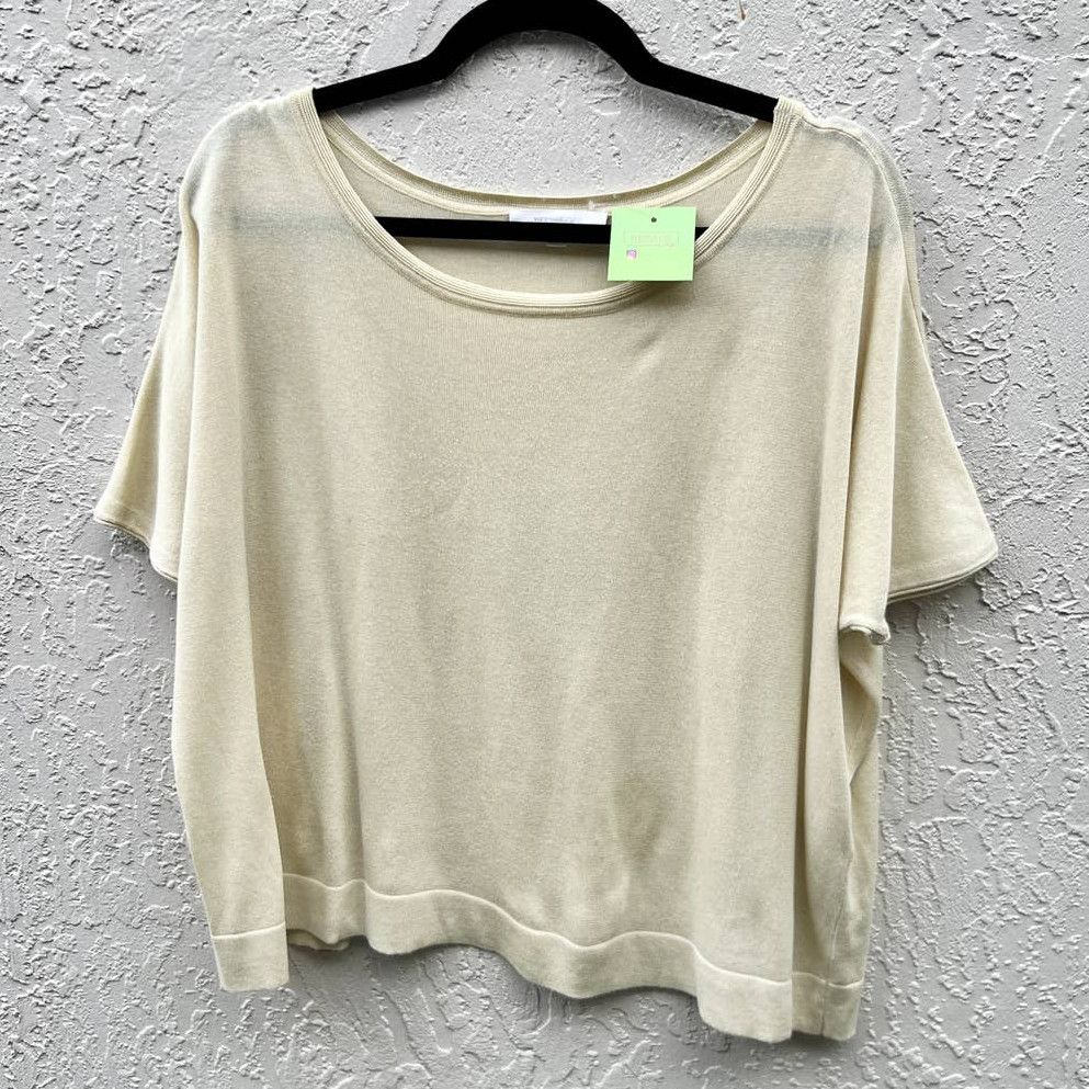 image of Vanessa Bruno Short Sleeve Cotton Oversized Top Blouse Beige, Women's (Size Small)