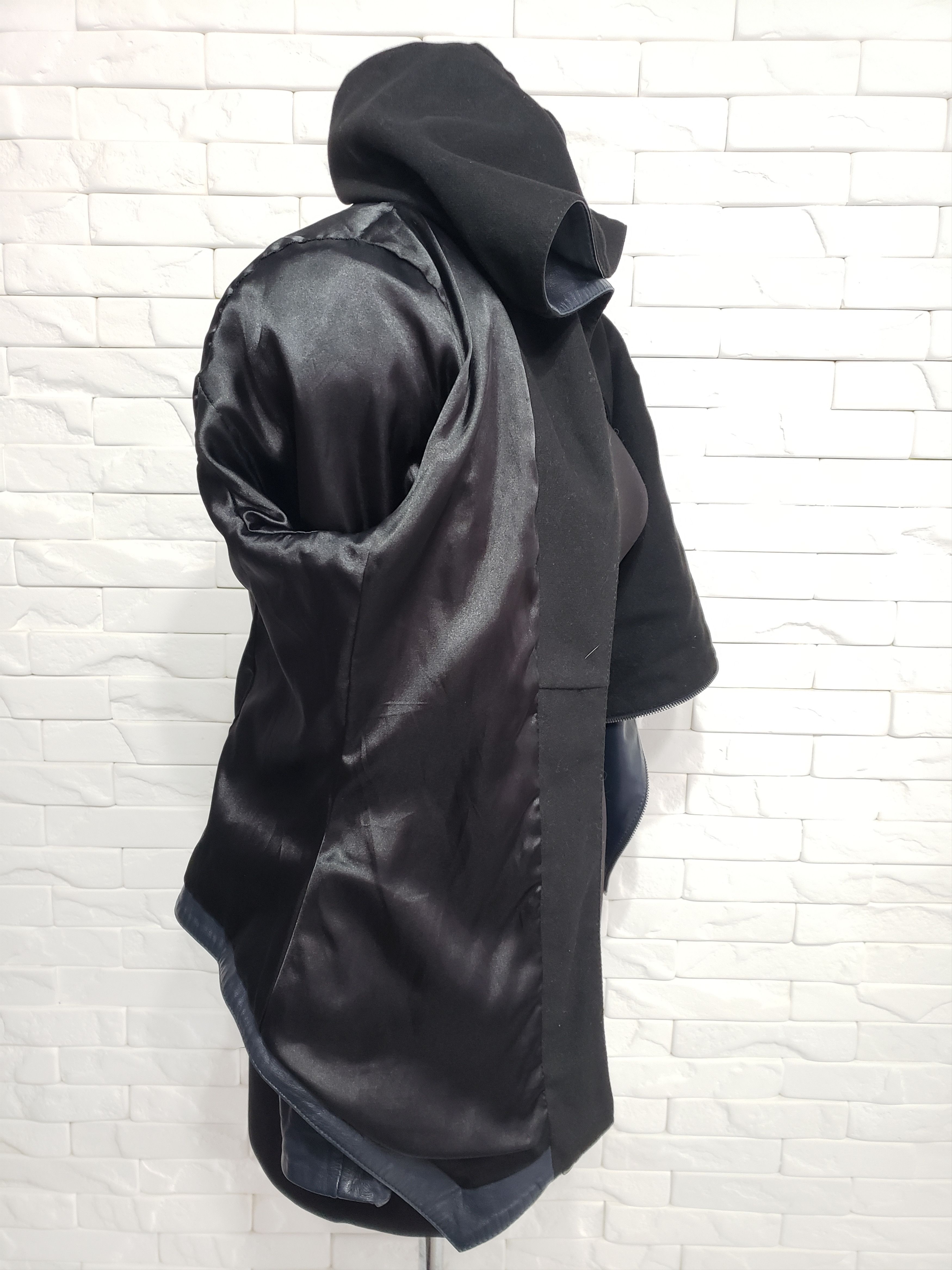 Genuine Leather Stylish blue leather jacket for women with a hood. Size L / US 10 / IT 46 - 10 Thumbnail
