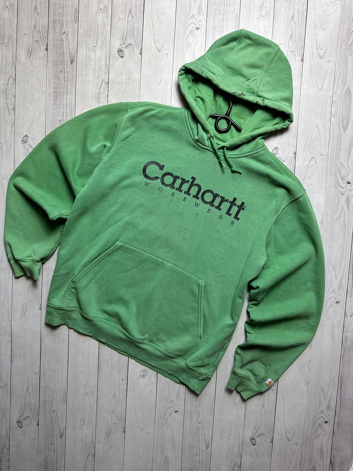 Carhartt Wip × Vintage Vintage Carhartt Wip rare green zip hoodie distressed logo Size US M / EU 48-50 / 2 - 1 Thumbnail